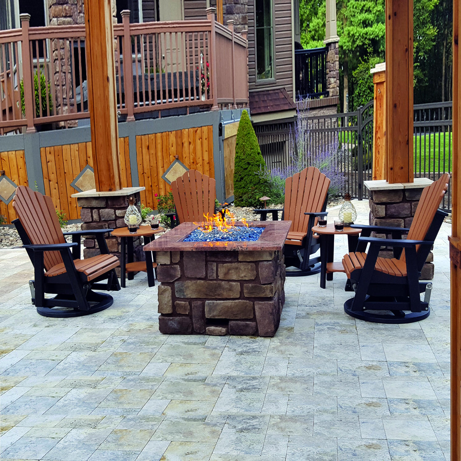 Amish Poly Snuggle-Back Swivel Glider Set