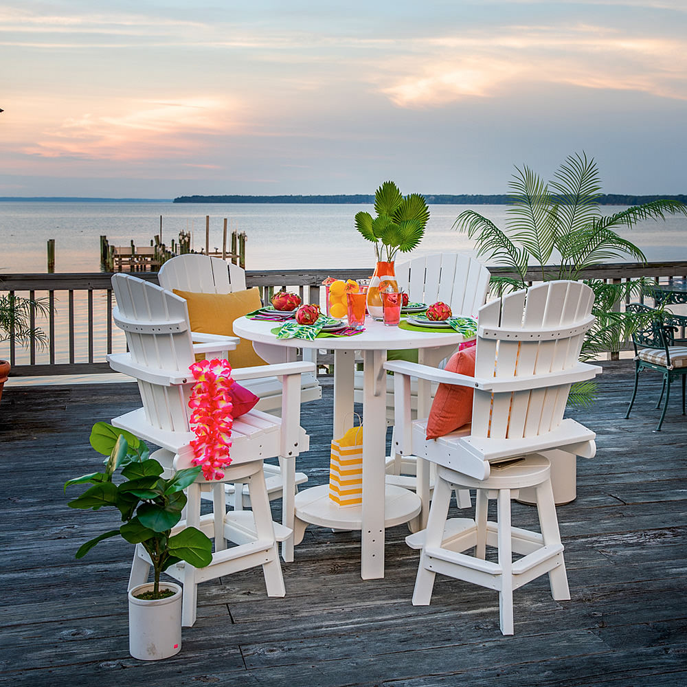 Amish Poly Balcony Table & Fan-Back Swivel Bar Chair Set