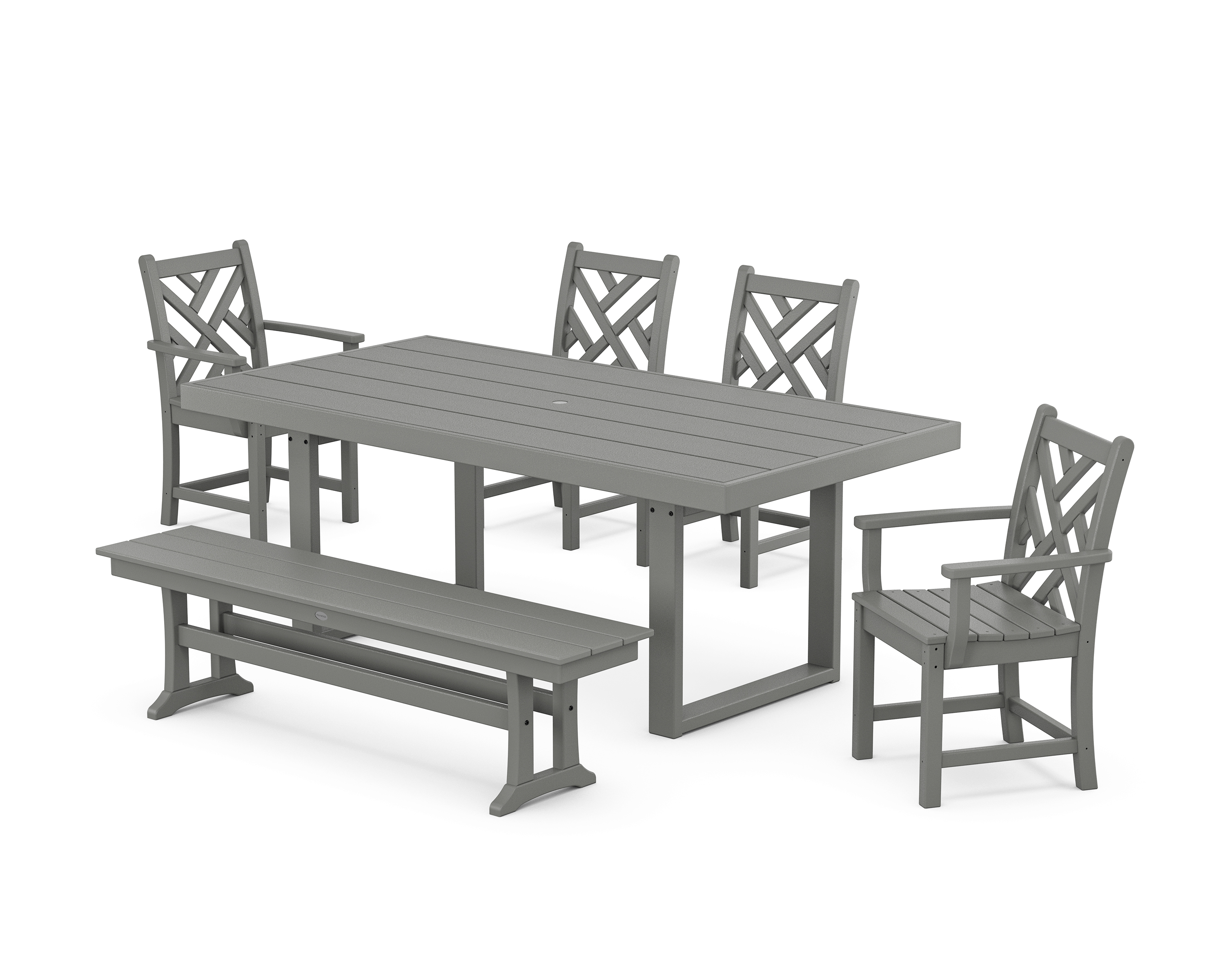 POLYWOOD Chippendale 6-Piece Dining Set with Bench