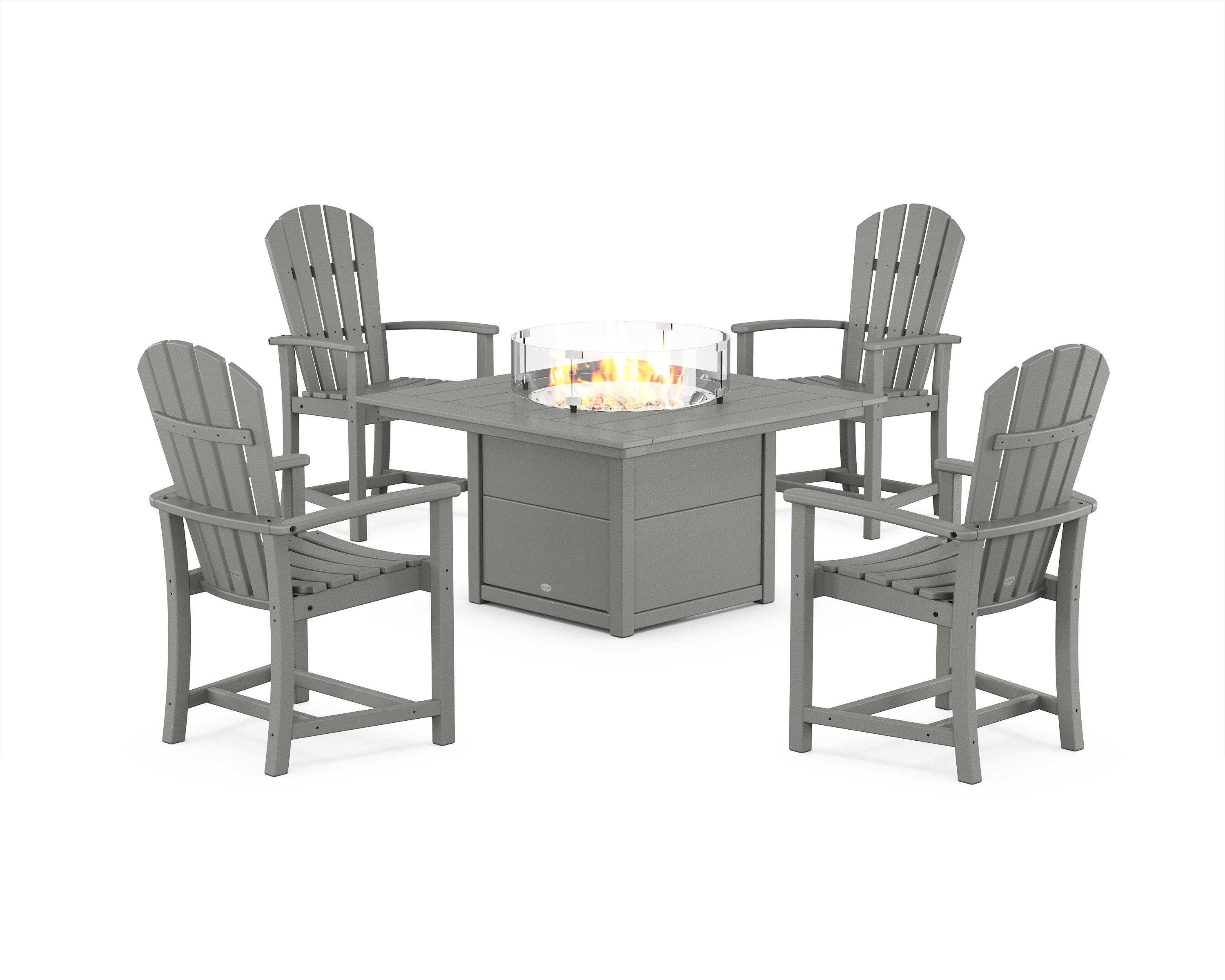 POLYWOOD Palm Coast 4-Piece Upright Adirondack Conversation Set with Fire Pit Table