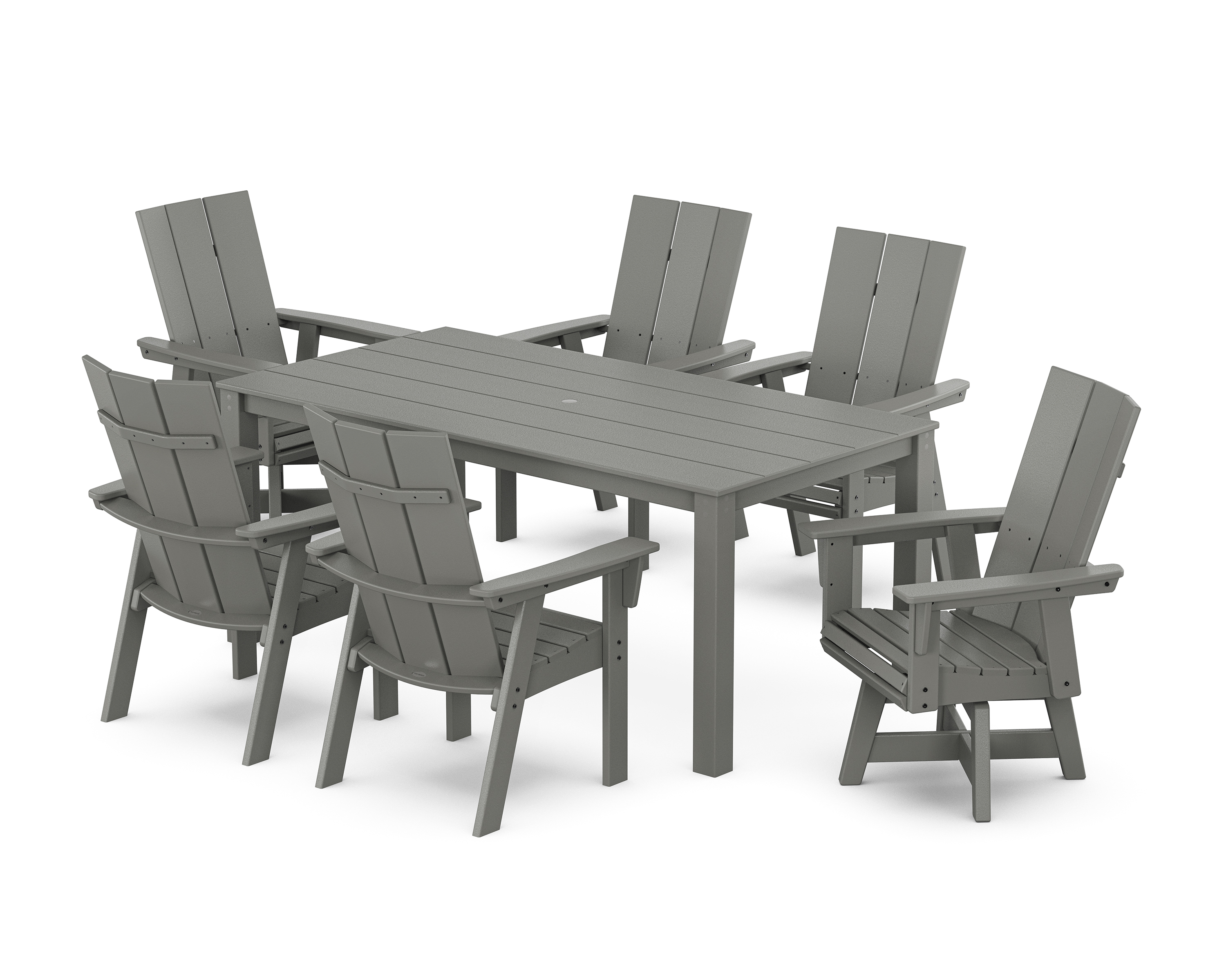POLYWOOD Modern Curveback Adirondack 7-Piece Parsons Swivel Dining Set