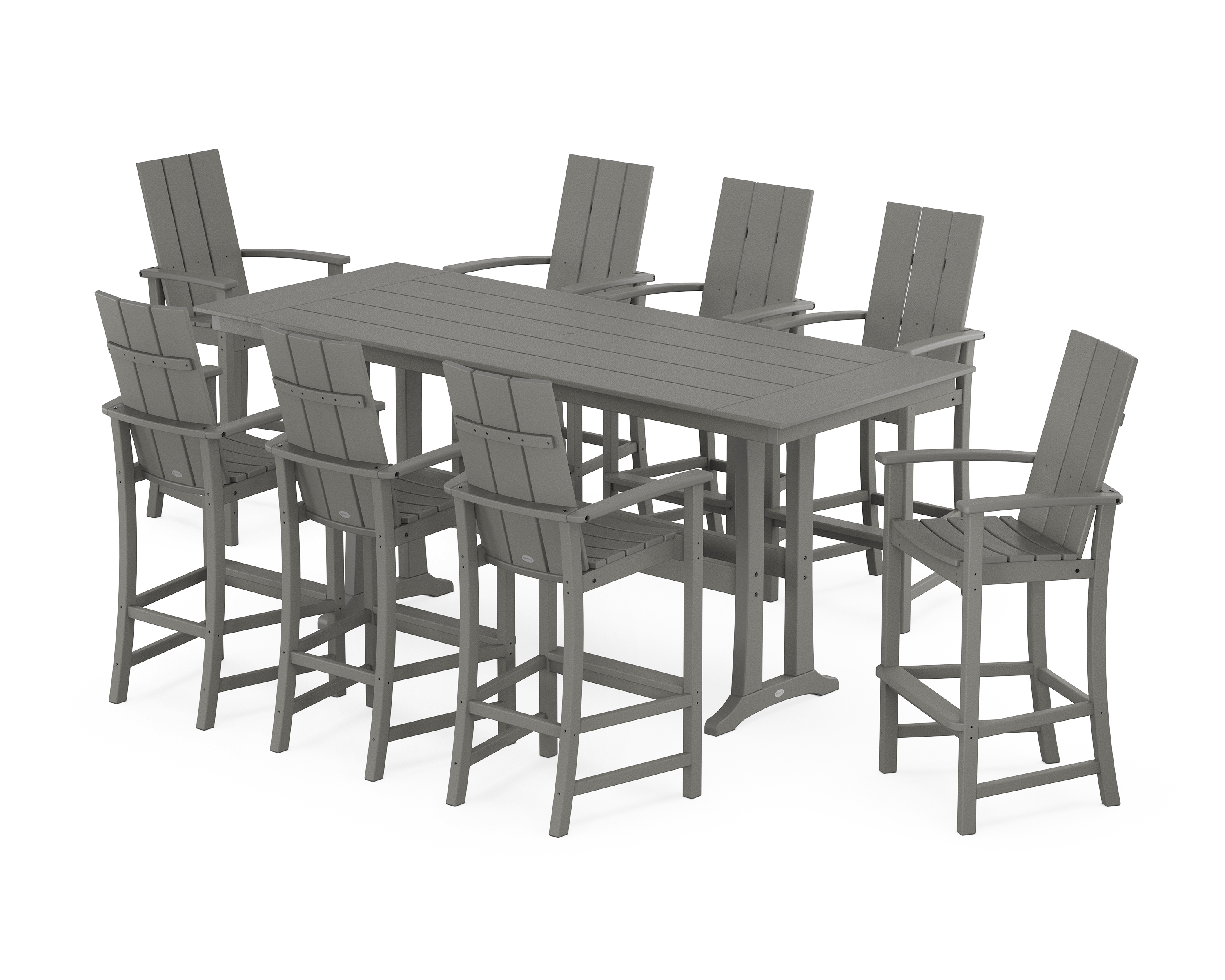 POLYWOOD Modern Adirondack 9-Piece Farmhouse Bar Set with Trestle Legs