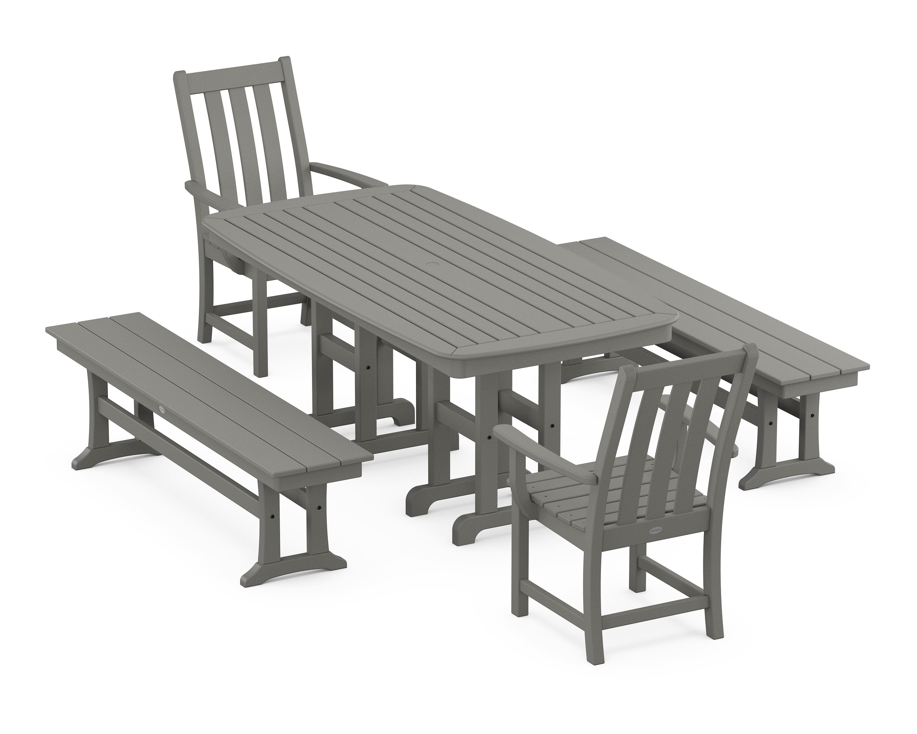 POLYWOOD Vineyard 5-Piece Dining Set with Benches