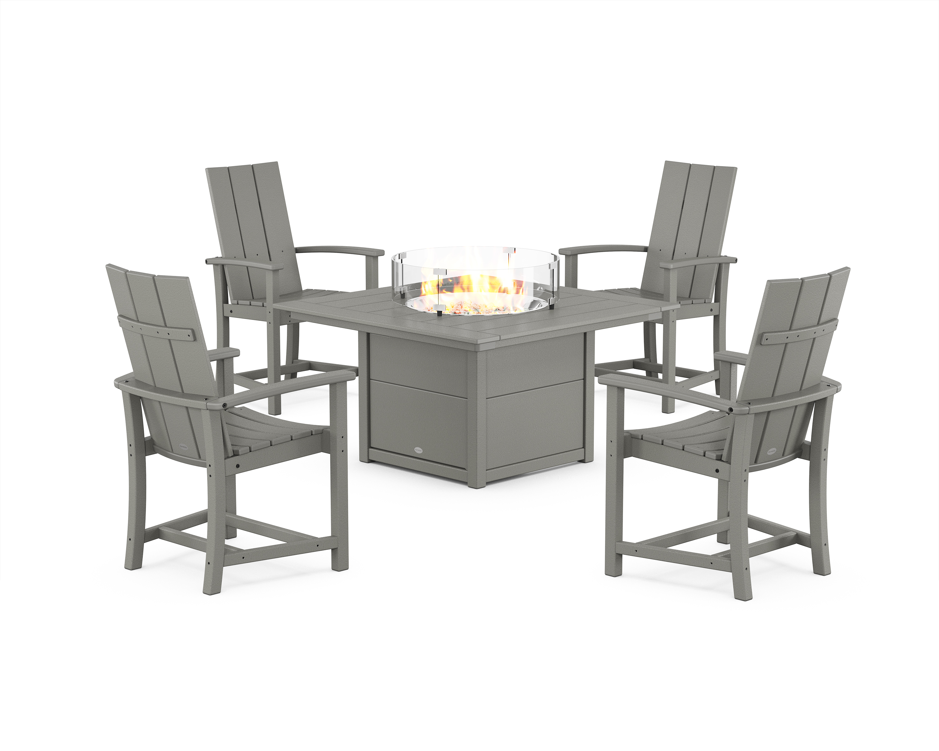 POLYWOOD Modern 4-Piece Upright Adirondack Conversation Set with Fire Pit Table