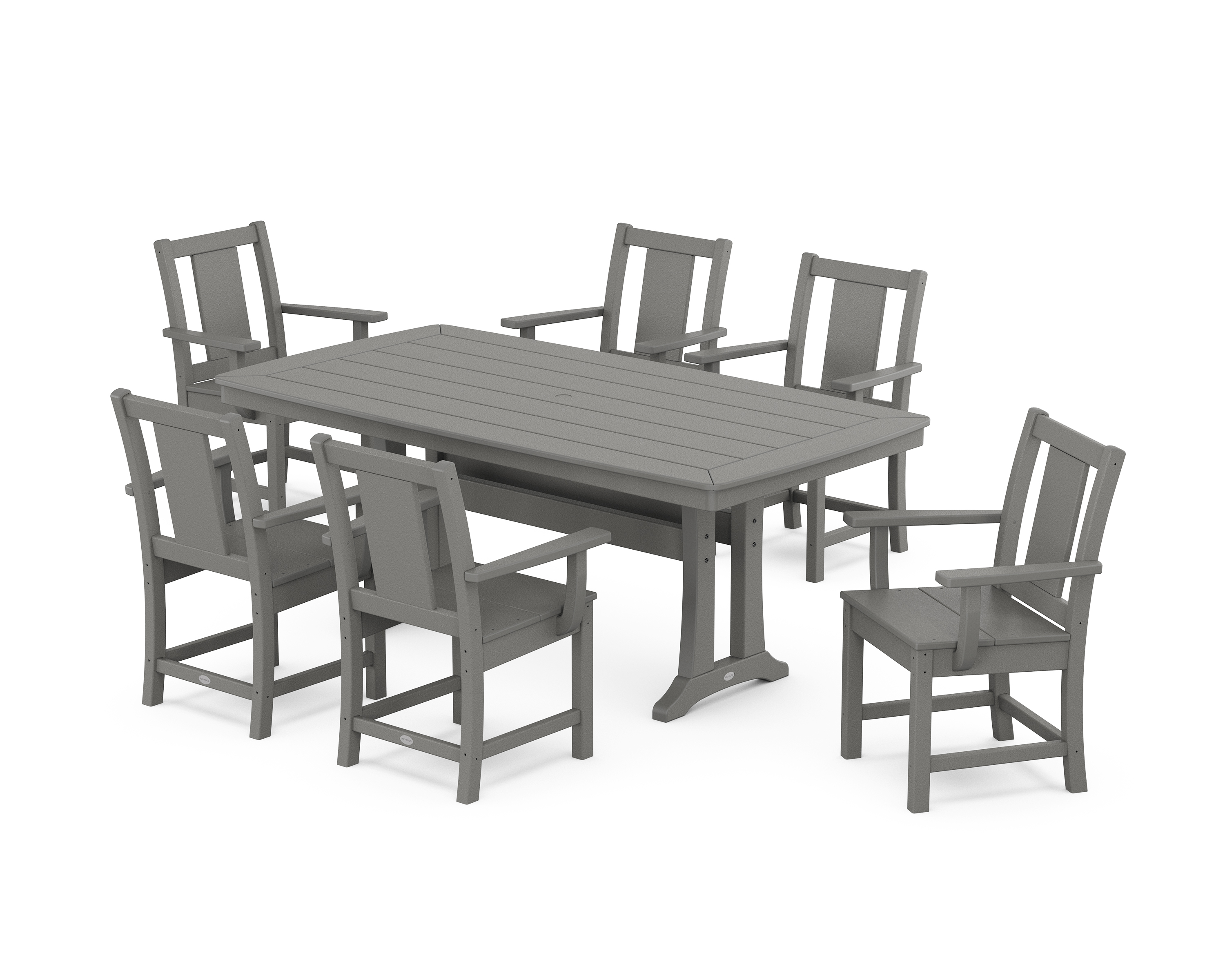 POLYWOOD Prairie Arm Chair 7-Piece Dining Set with Trestle Legs