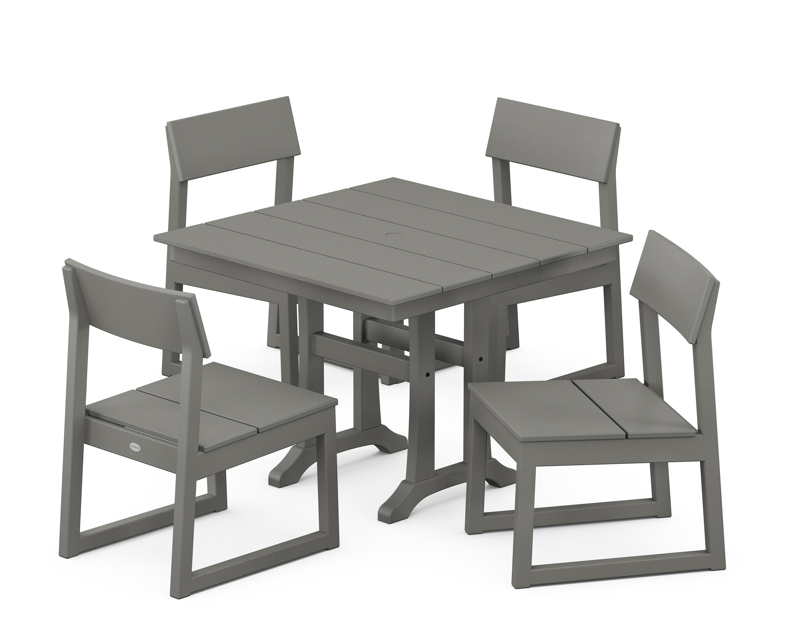 POLYWOOD EDGE 5-Piece Farmhouse Trestle Side Chair Dining Set