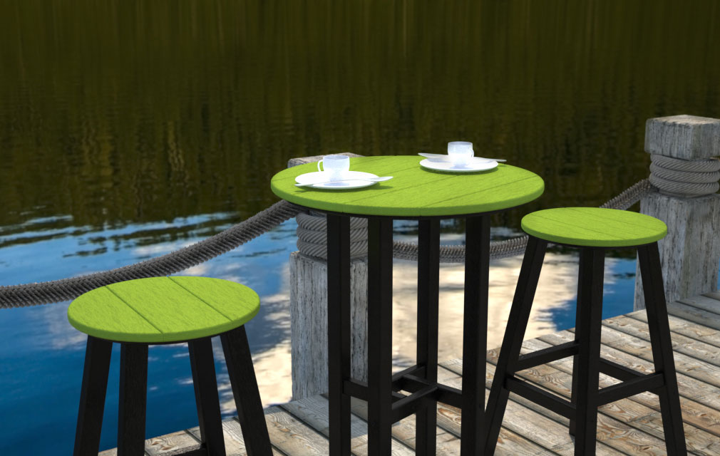 POLYWOOD Contempo 24 Round Bar Stool (Sold in Pairs)