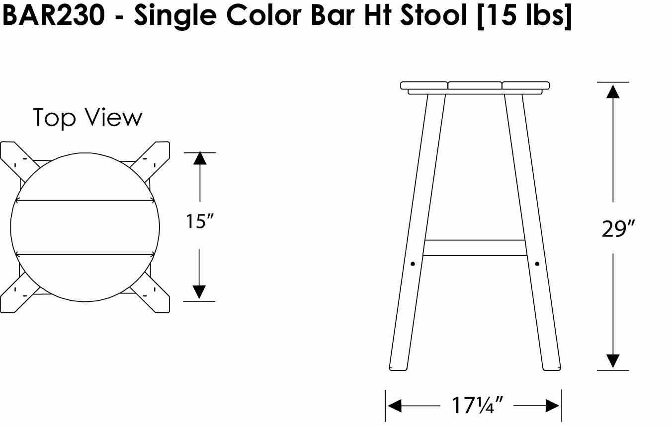 POLYWOOD Traditional 30 In Round Bar Stool (Sold in Pairs)