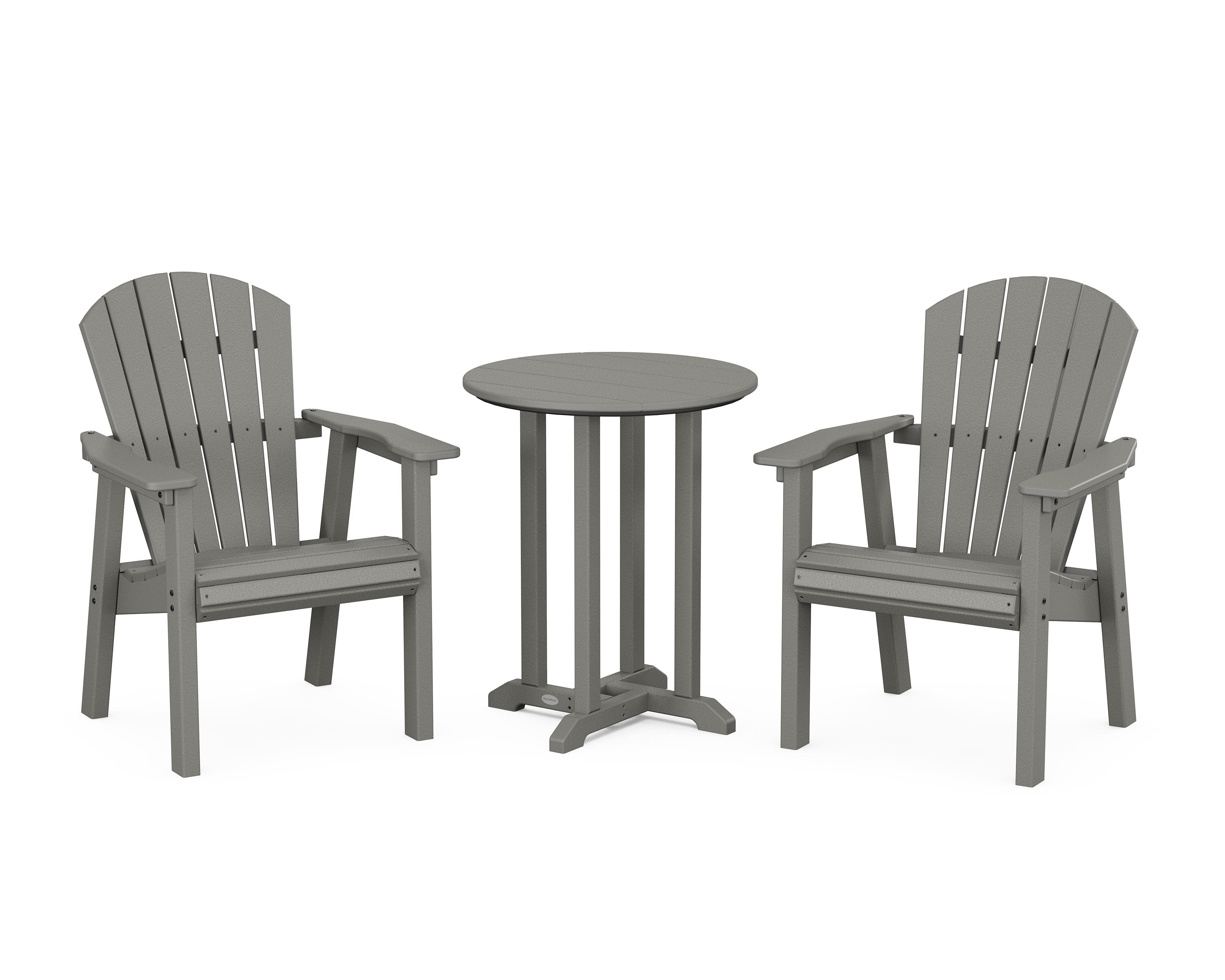 POLYWOOD Seashell 3-Piece Round Farmhouse Bistro Dining Set