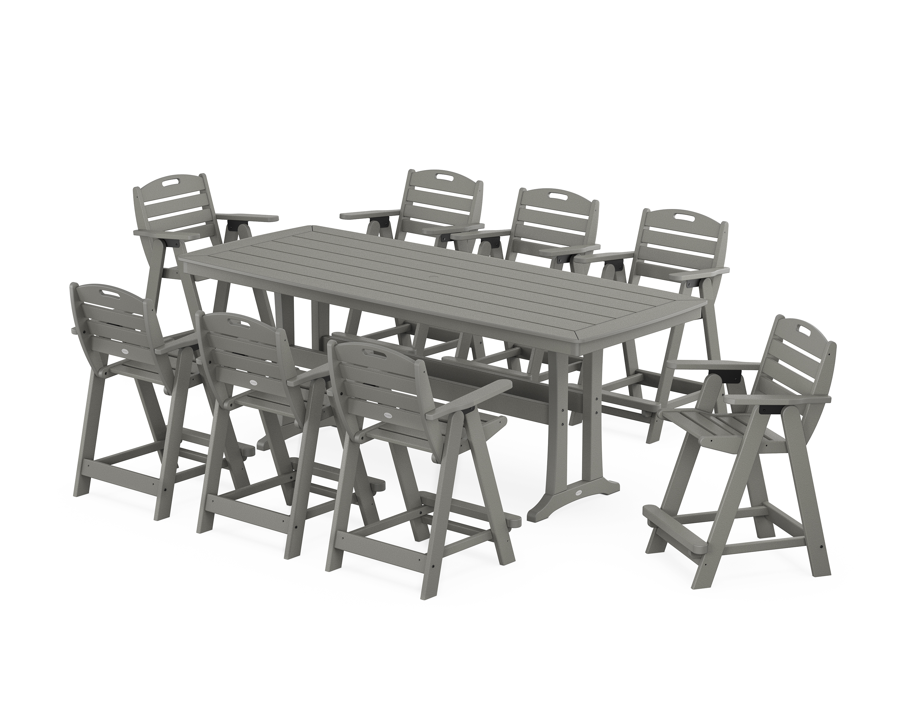 POLYWOOD Nautical 9-Piece Counter Set with Trestle Legs