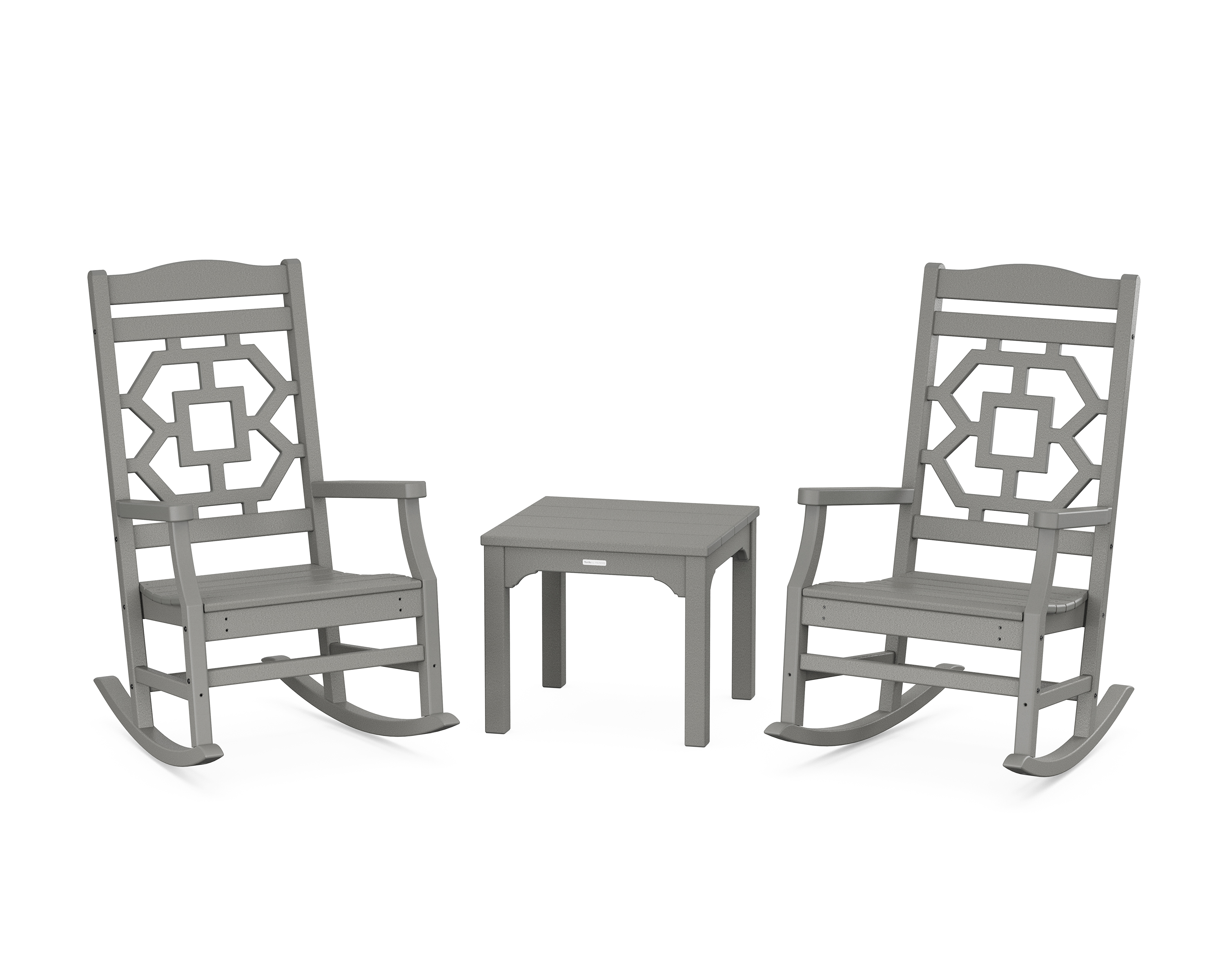 POLYWOOD Chinoiserie 3-Piece Rocking Chair Set