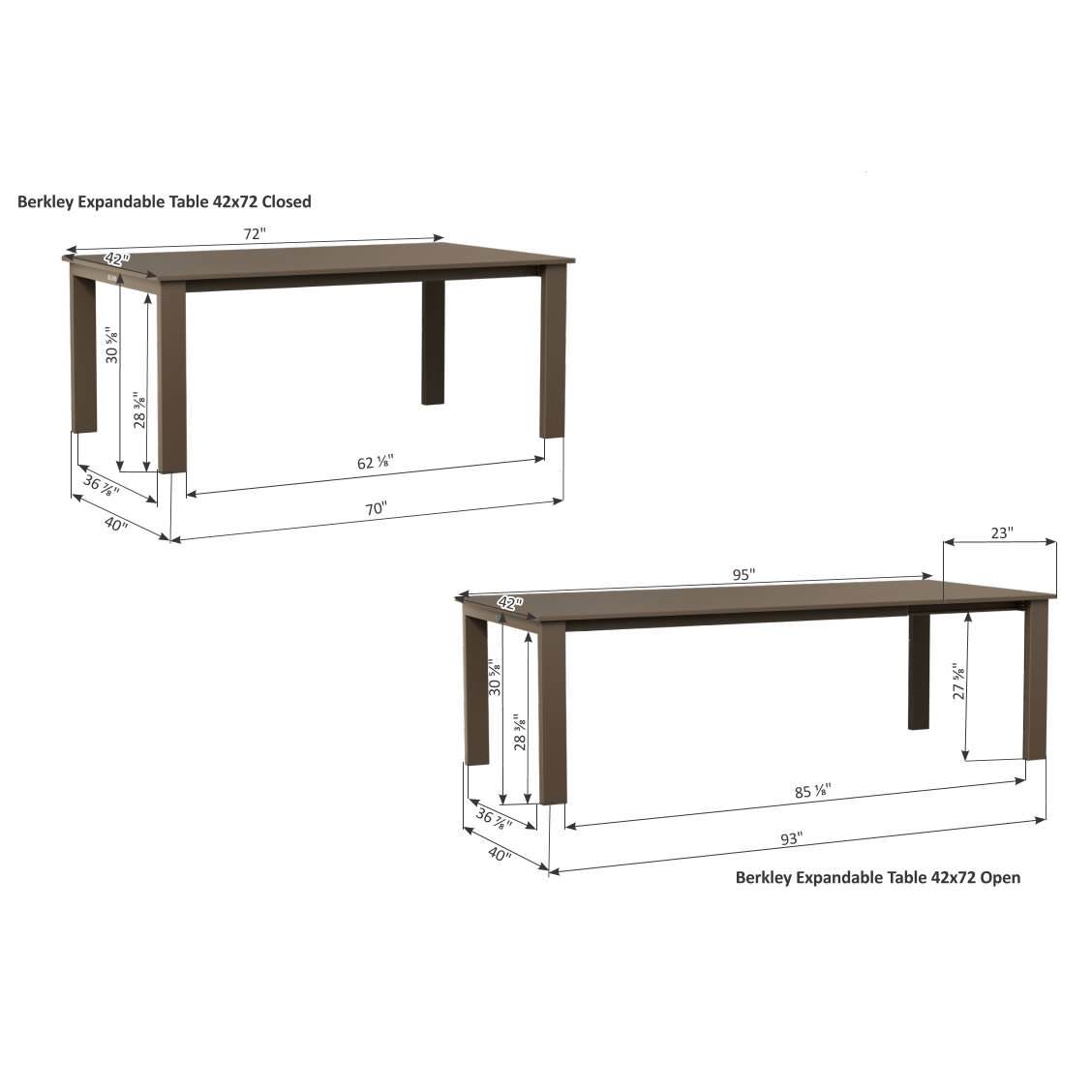 Berlin Gardens Berkley 42 x 72 in Extension Dining Table