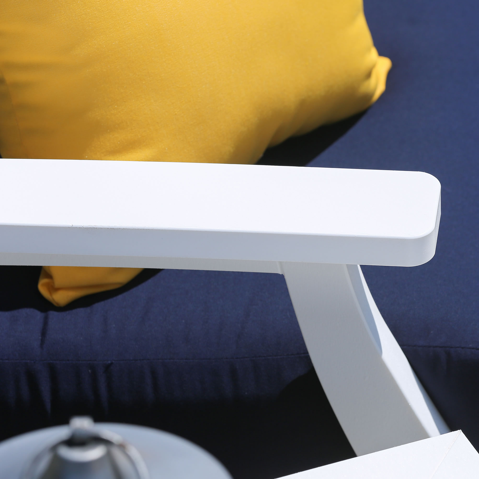 Shown in Black frame with Canvas Capri Cushions