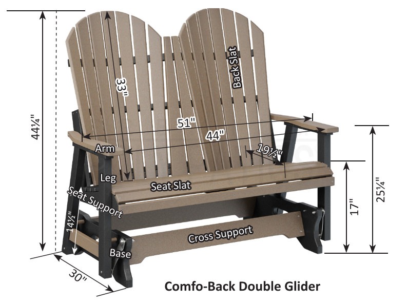 Berlin Gardens Tropical Comfo-Back 4' Poly Glider