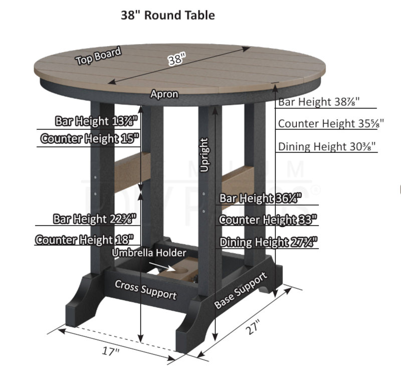 Berlin Gardens Garden Classic Hammered Finish 38 in Round Dining Table