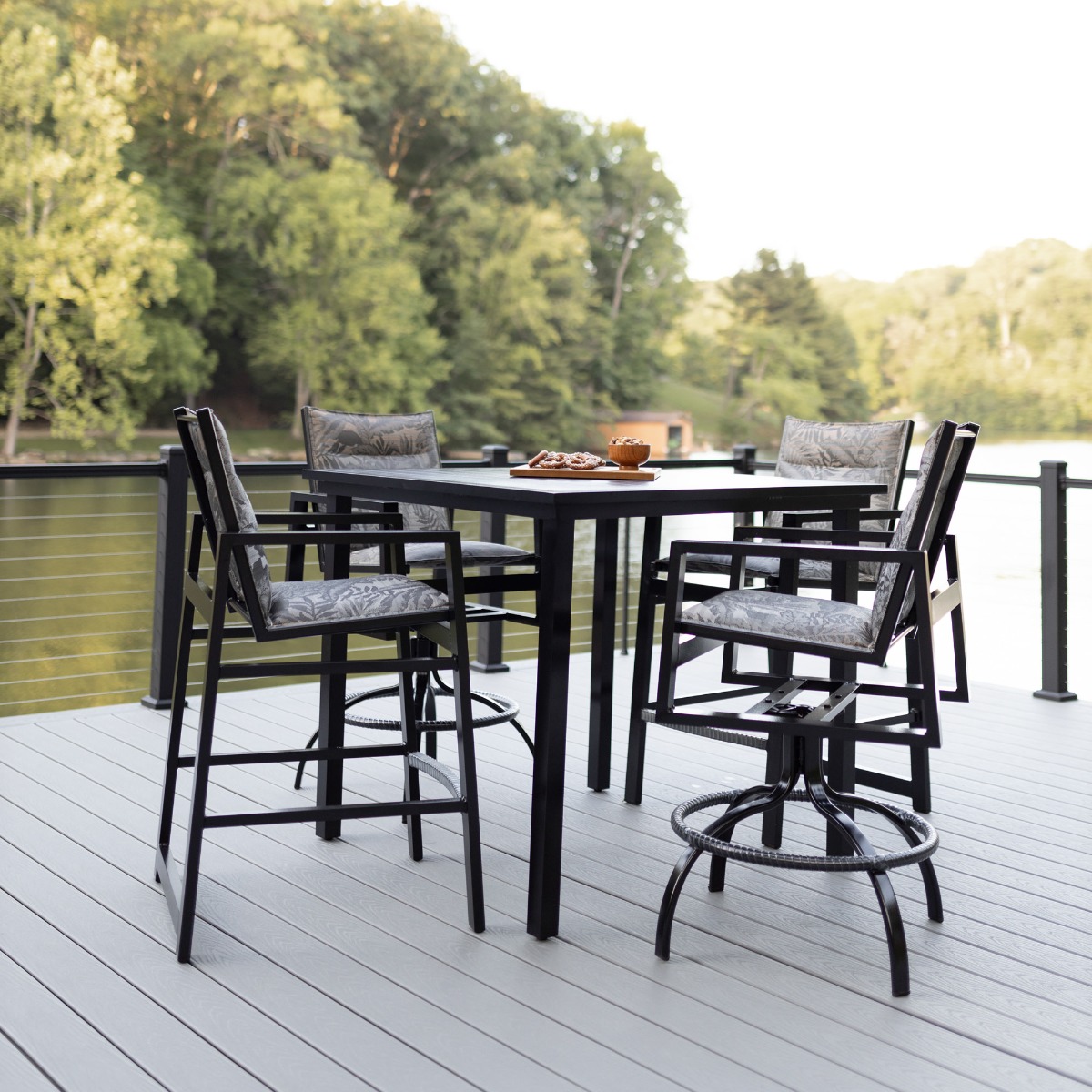 Shown in black aluminum.  Chairs sold separately.