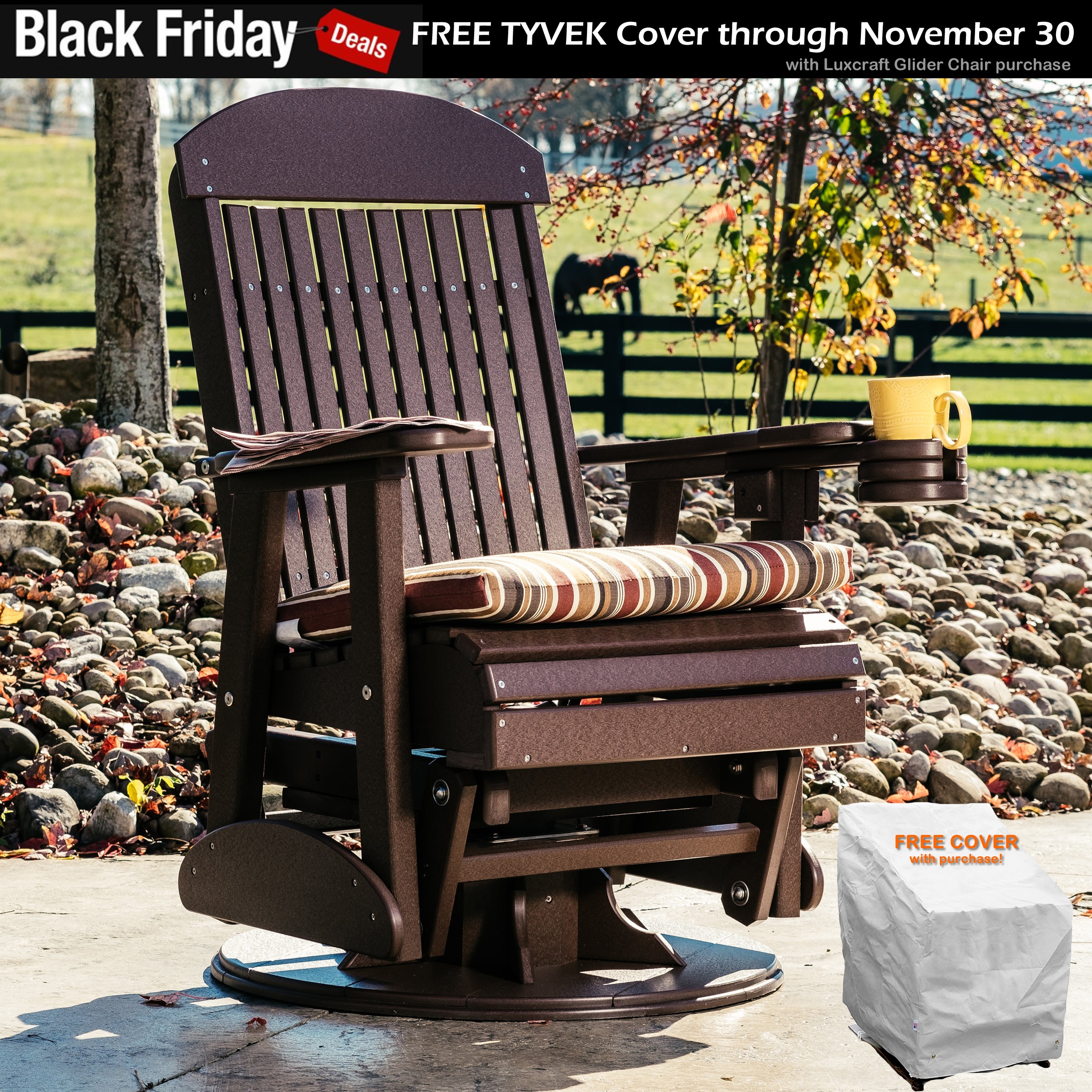 Luxcraft Classic Highback Swivel 2 ft Poly Glider