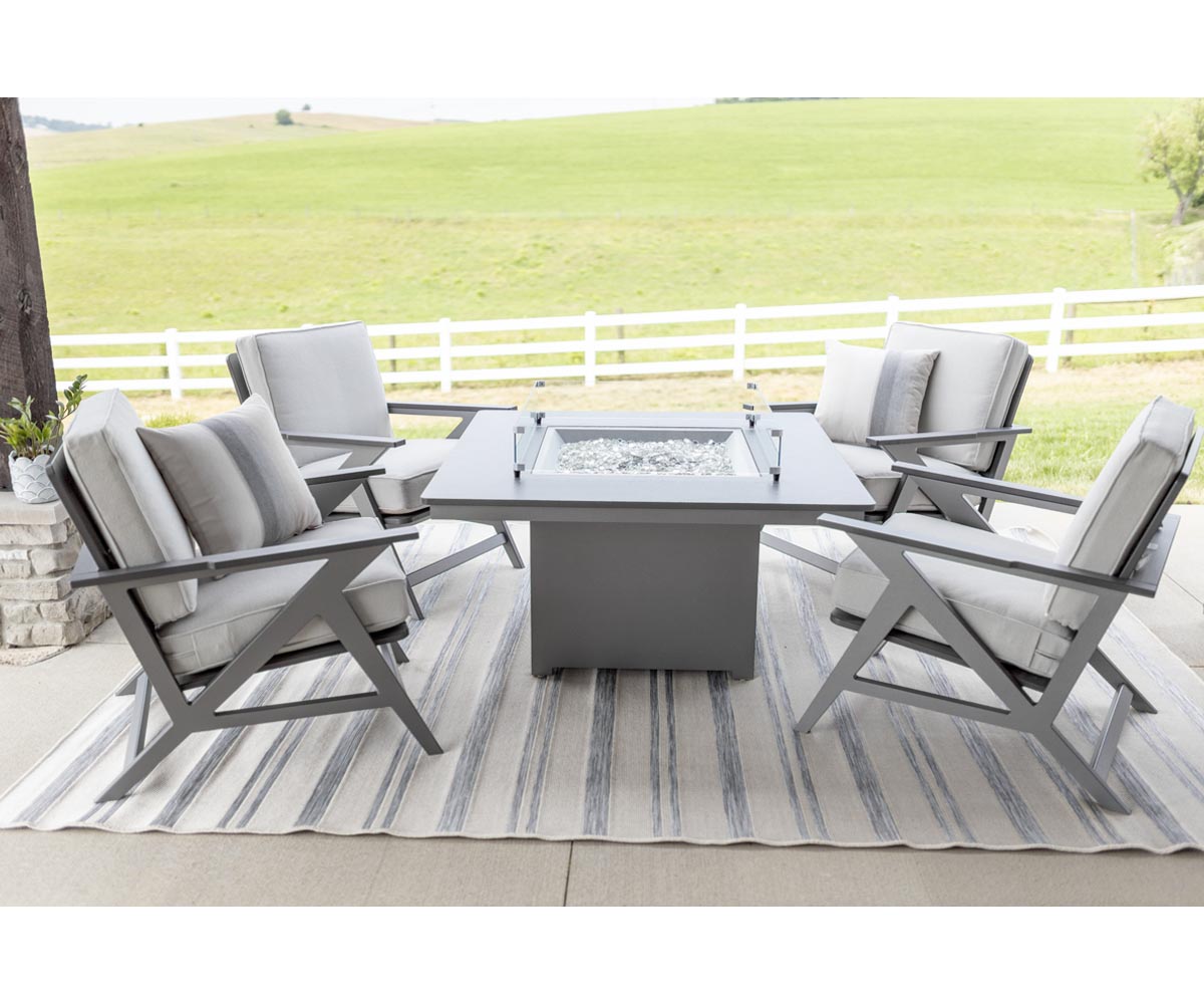 Berlin Gardens Numa Hammered Finish 47 in Square Dining Fire Table