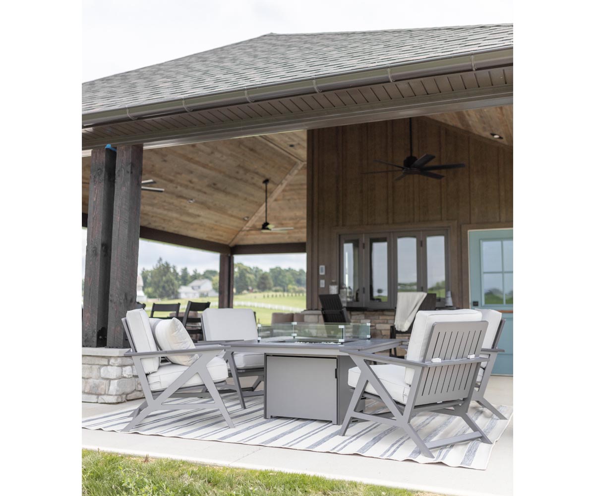 Berlin Gardens Numa Hammered Finish 47 in Square Dining Fire Table