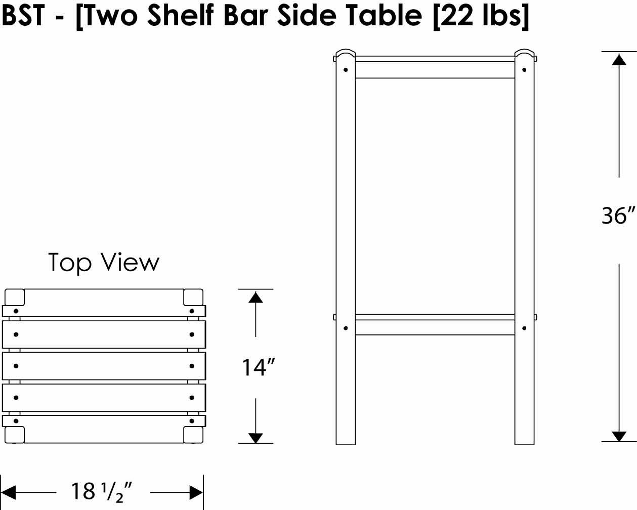 POLYWOOD Two Shelf Bar Side Table