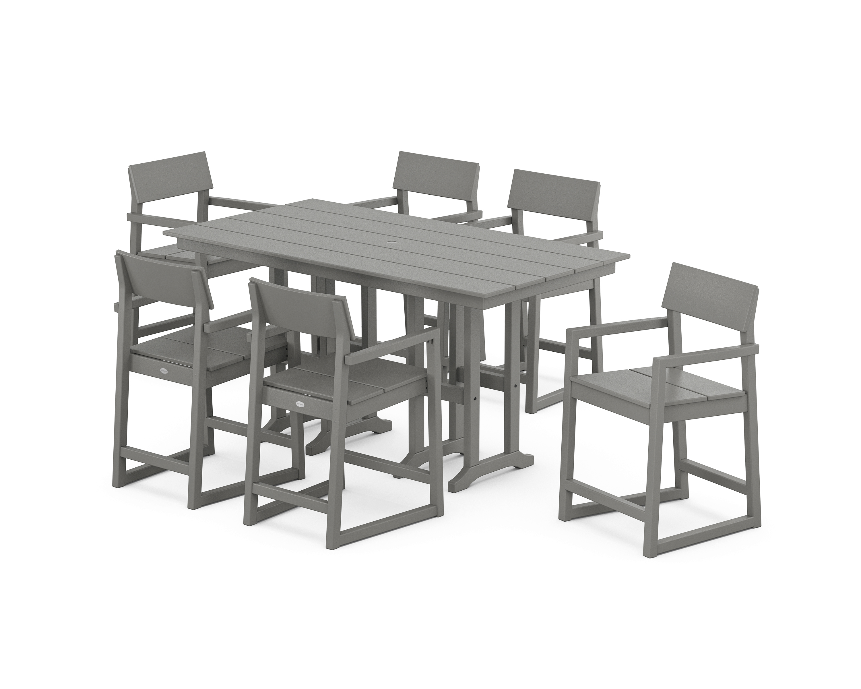 POLYWOOD EDGE Arm Chair 7-Piece Farmhouse Counter Set