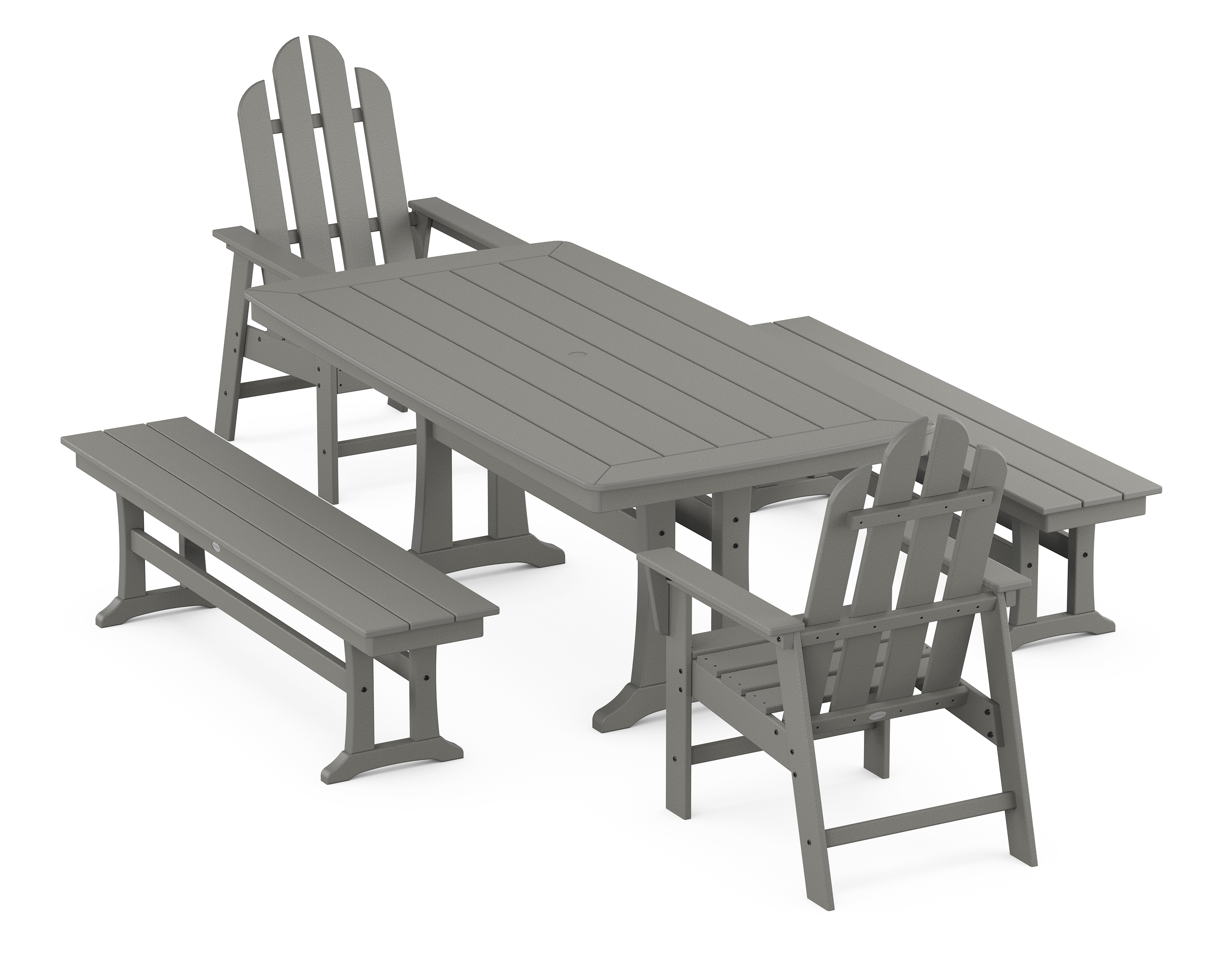 POLYWOOD Long Island 5-Piece Dining Set with Trestle Legs
