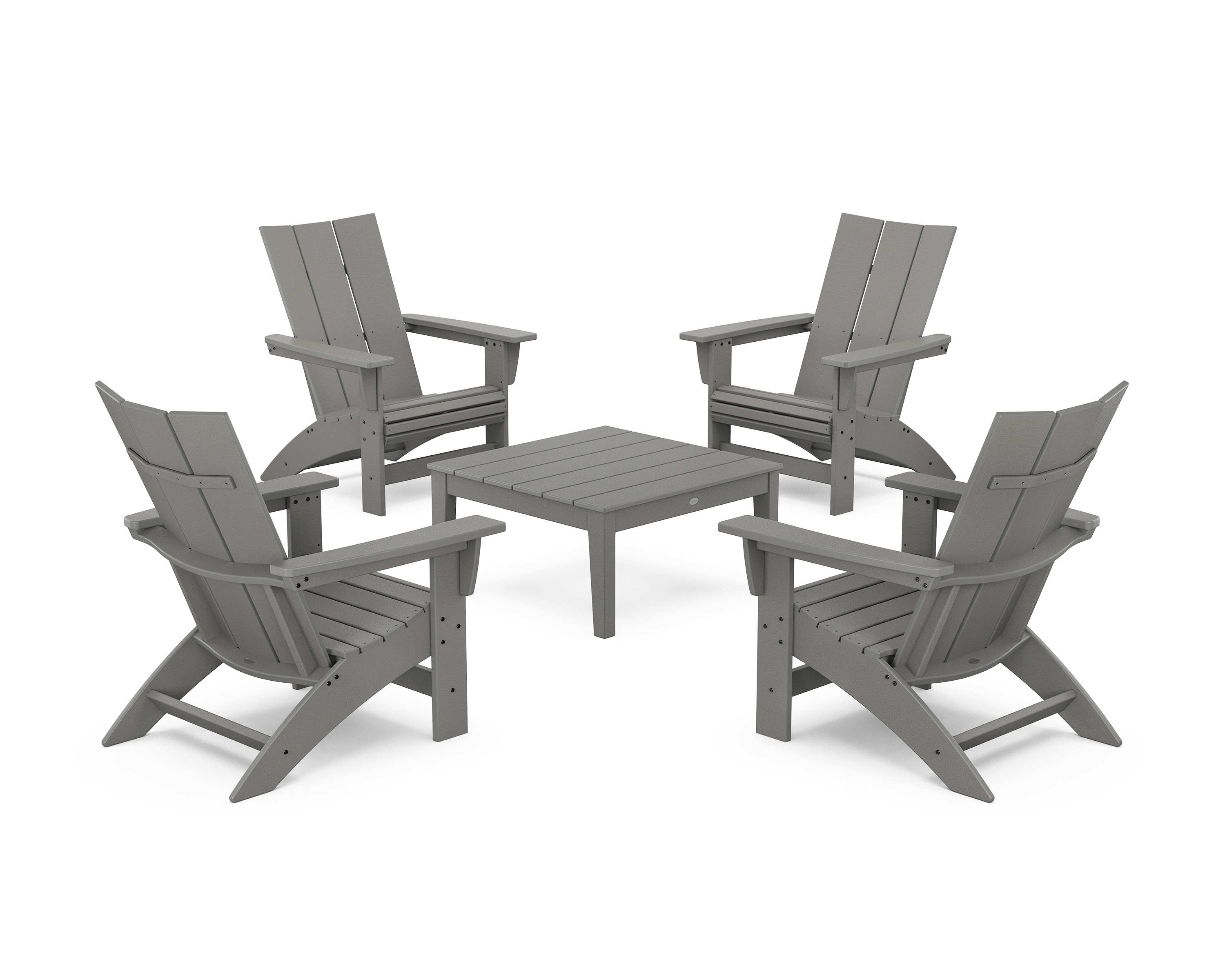 POLYWOOD 5-Piece Modern Grand Adirondack Chair Conversation Group