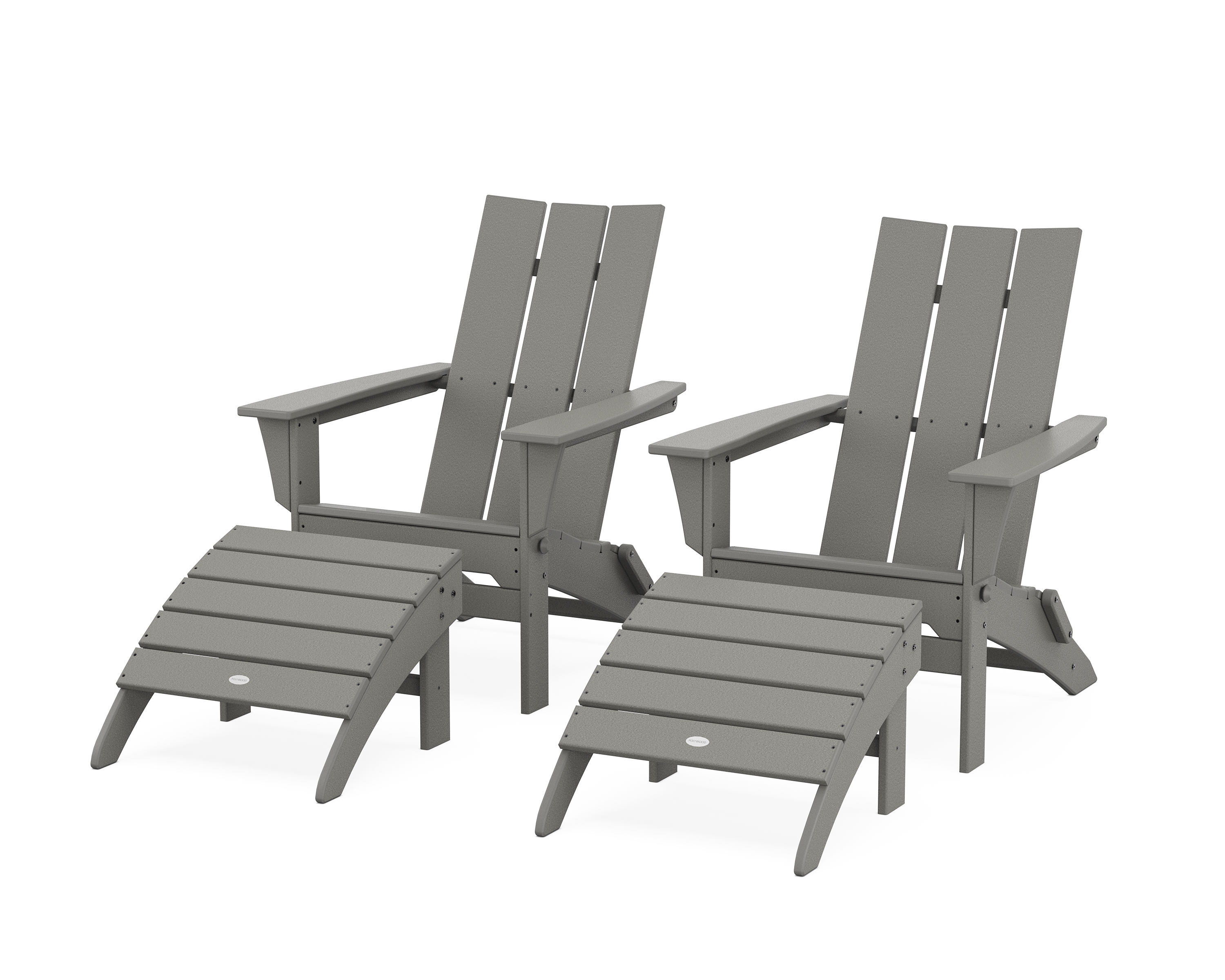 POLYWOOD Modern Folding Adirondack Chair 4-Piece Set with Ottomans