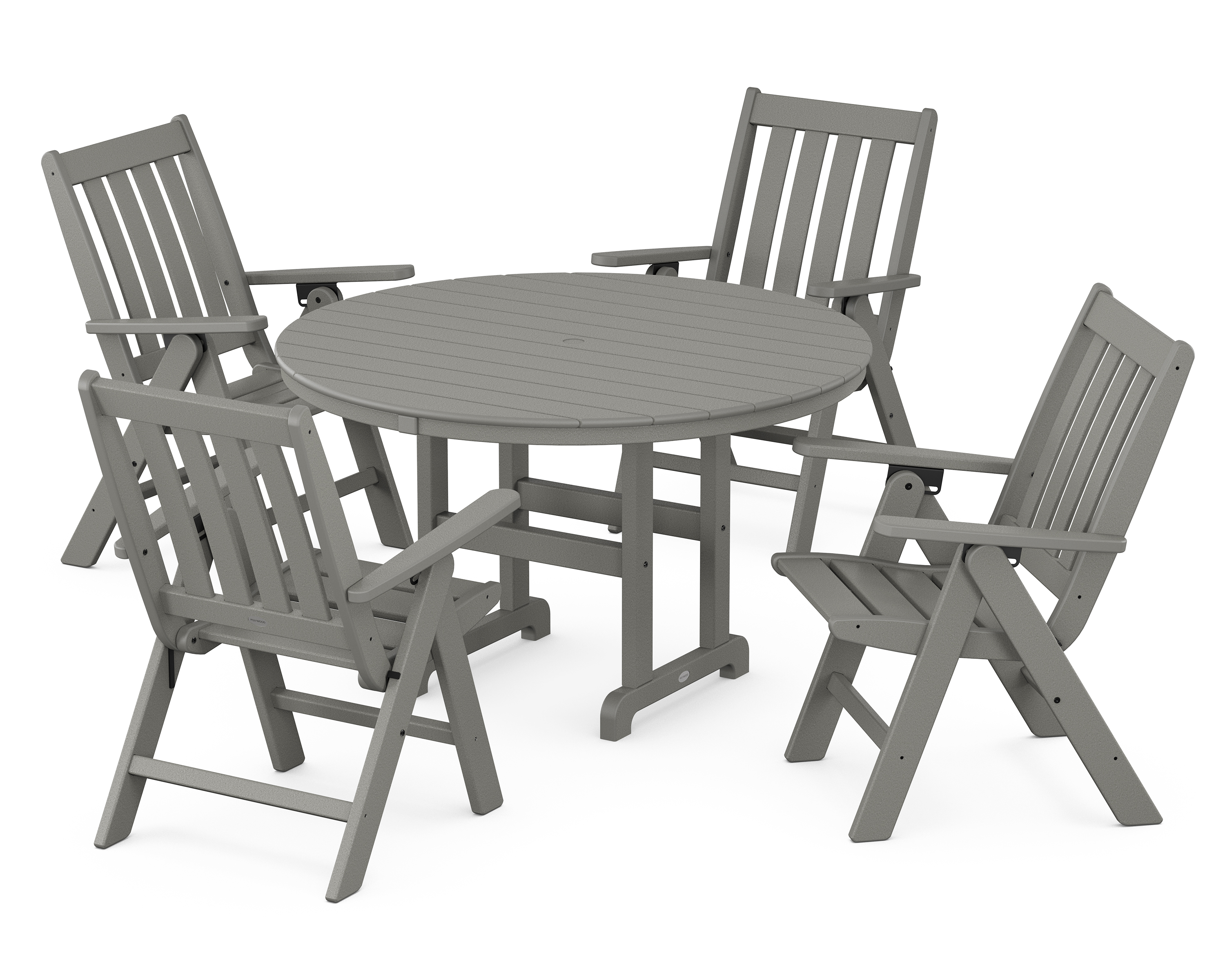 POLYWOOD Vineyard Folding Chair 5-Piece Round Farmhouse Dining Set