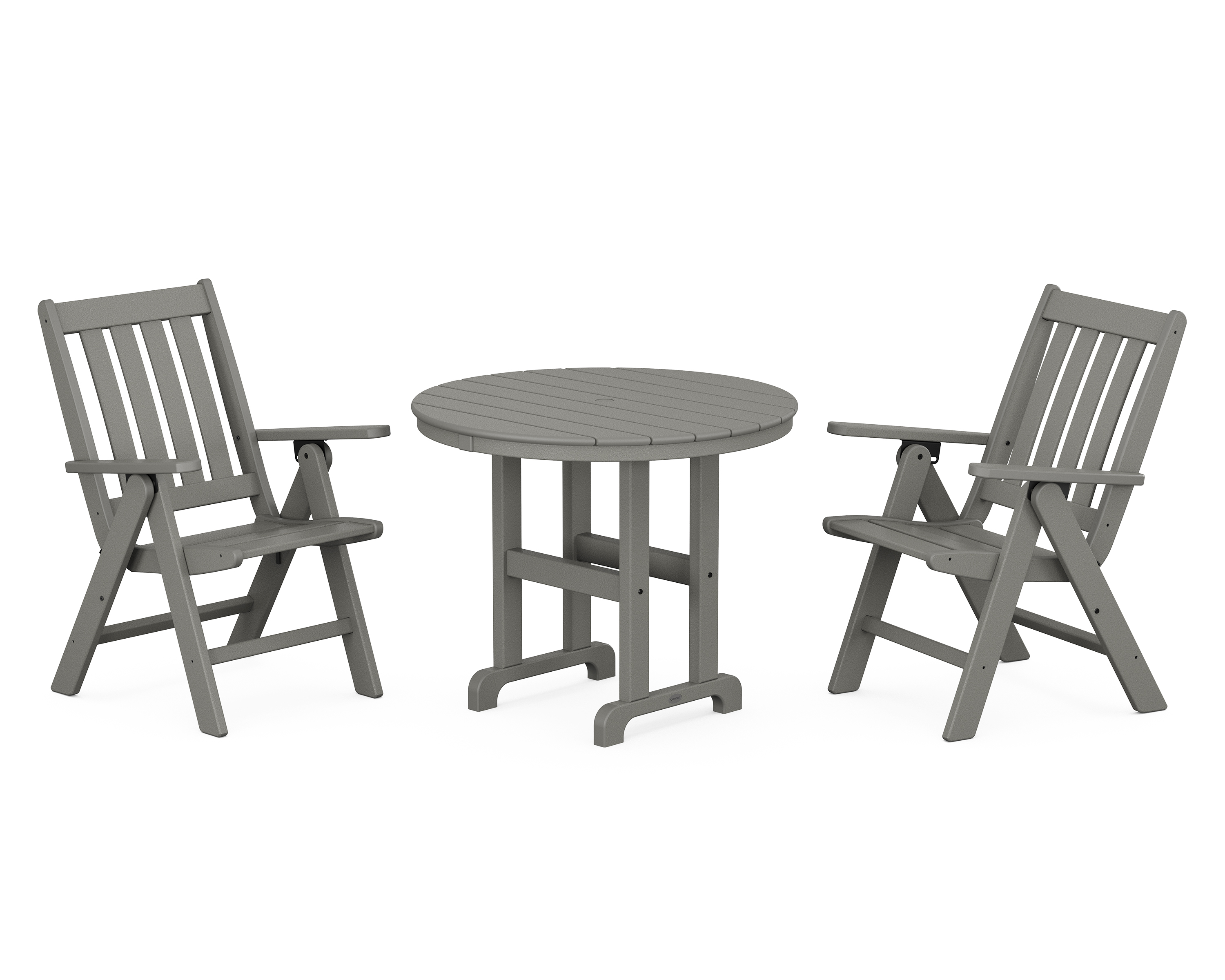 POLYWOOD Vineyard Folding Chair 3-Piece Round Dining Set