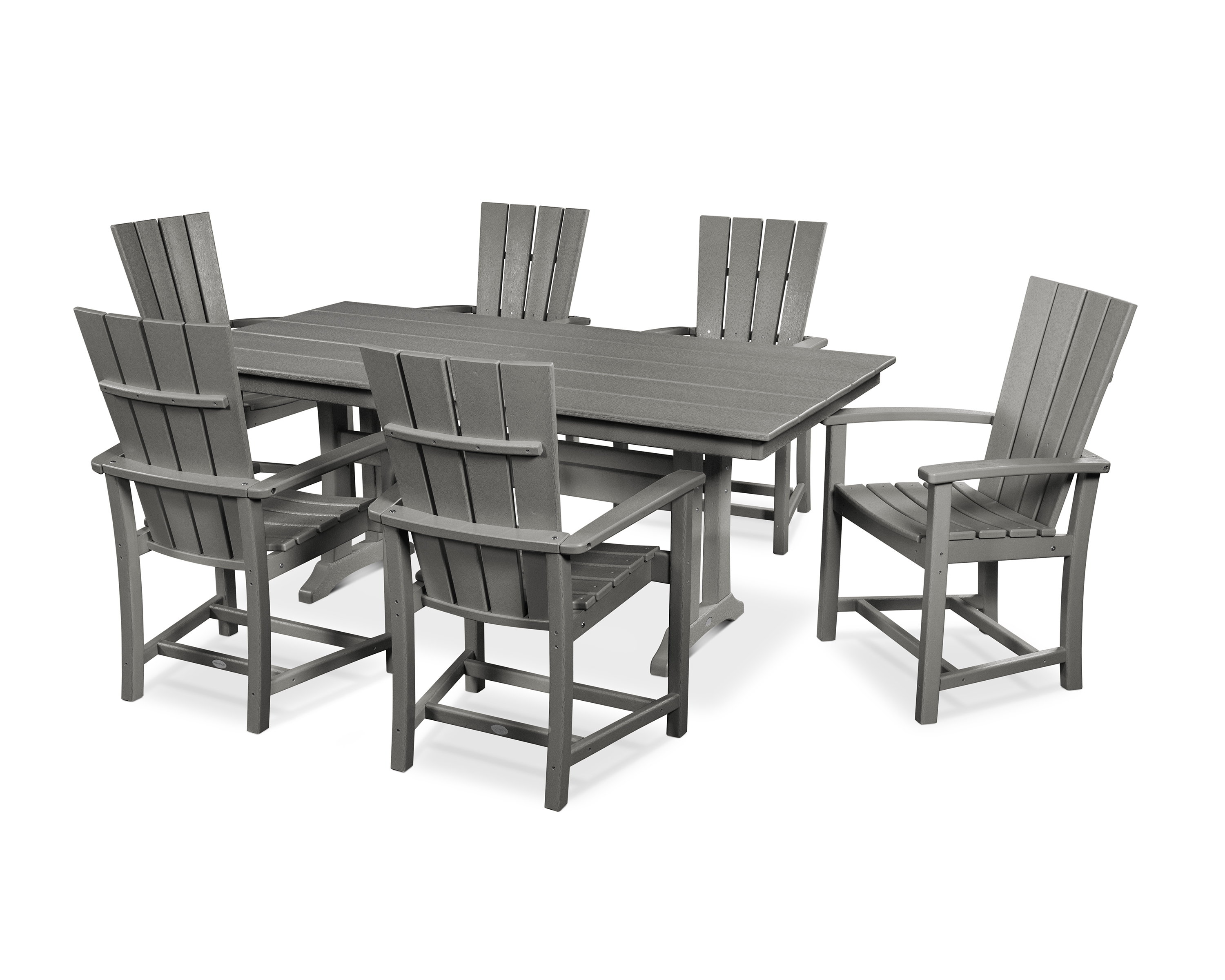 POLYWOOD Quattro 7-Piece Farmhouse Dining Set with Trestle Legs
