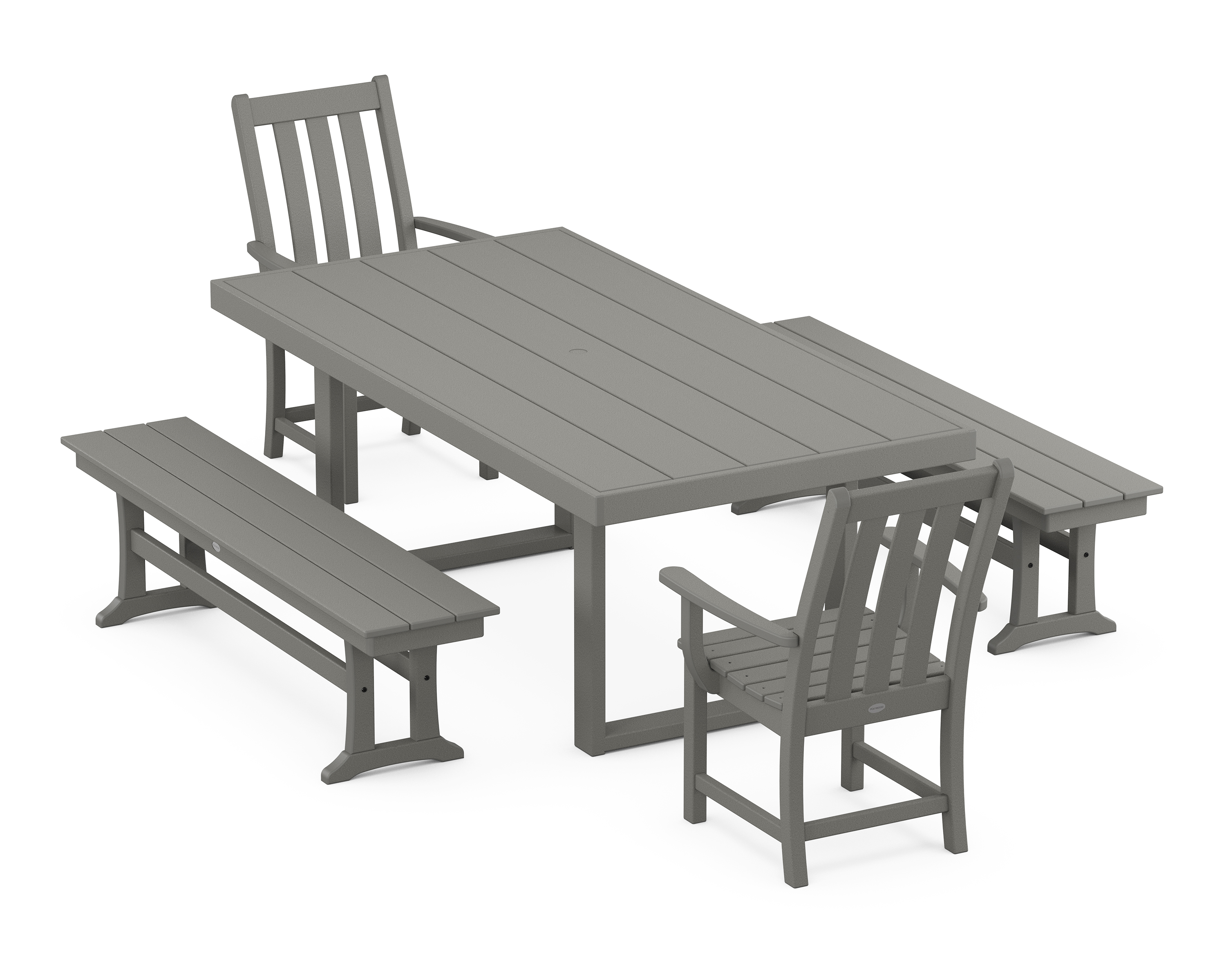 POLYWOOD Vineyard 5-Piece Dining Set with Benches