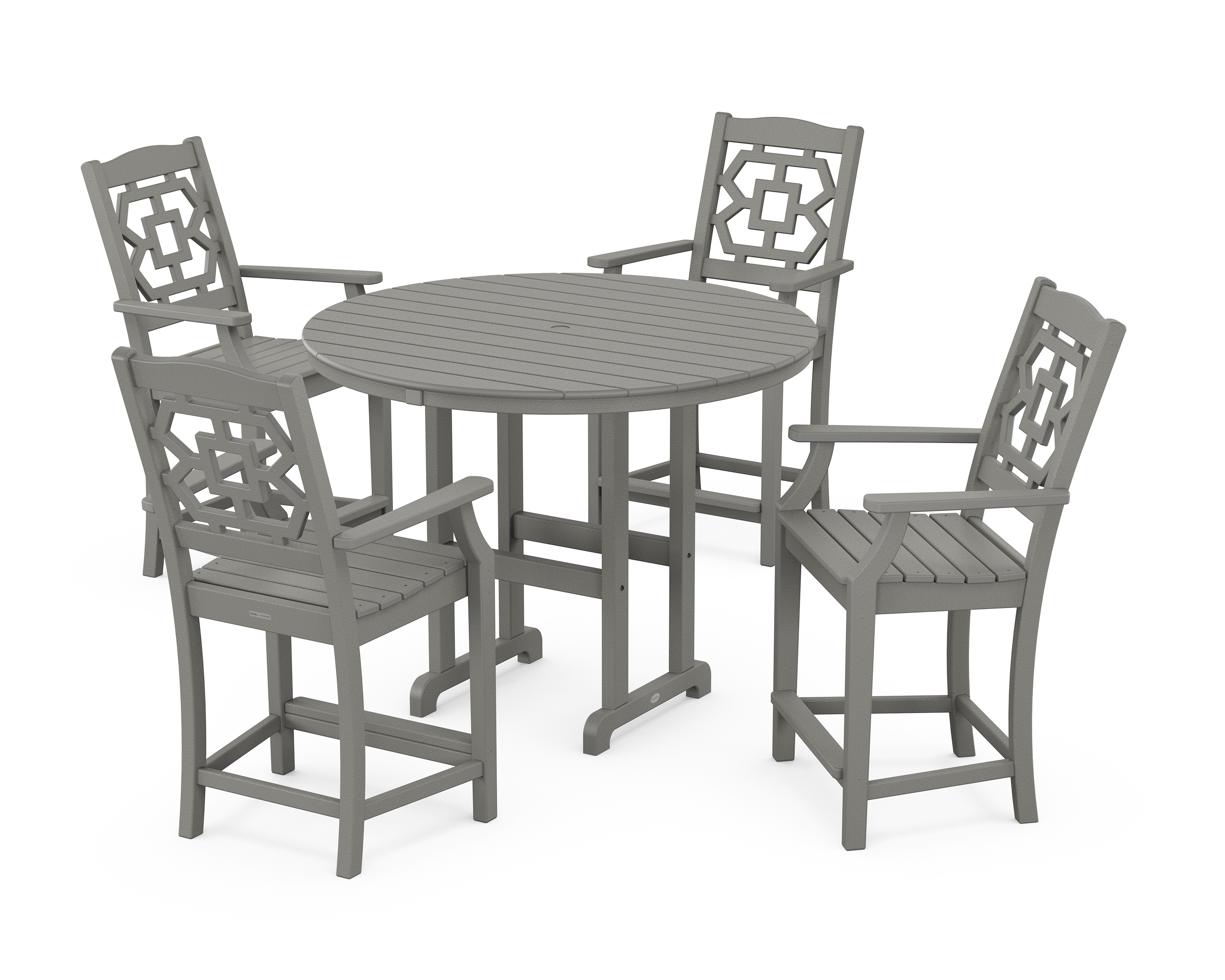 POLYWOOD Chinoiserie 5-Piece Round Farmhouse Counter Set