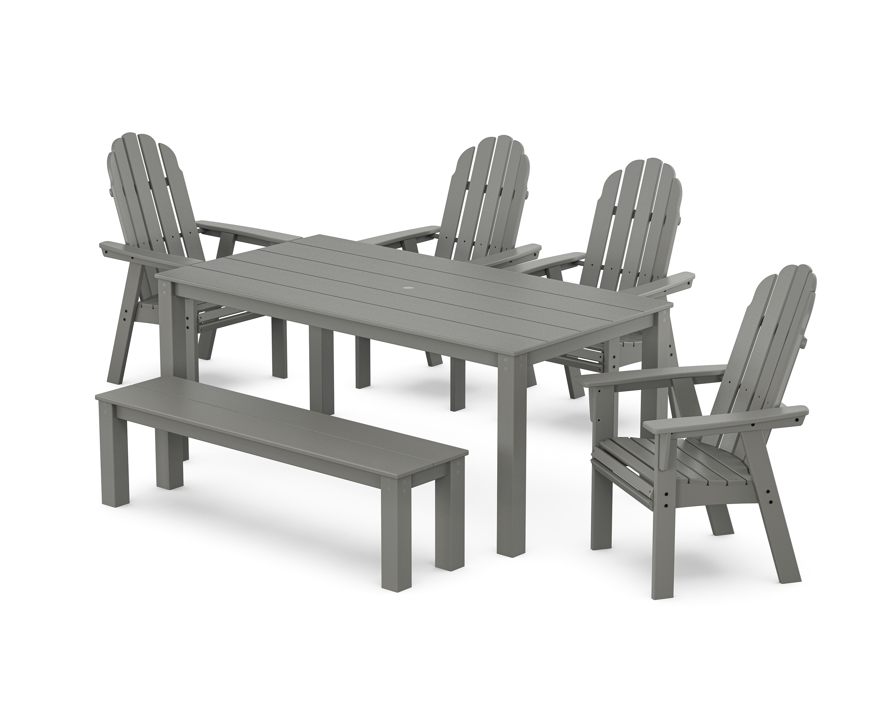 POLYWOOD Vineyard Curveback Adirondack 6-Piece Parsons Dining Set with Bench