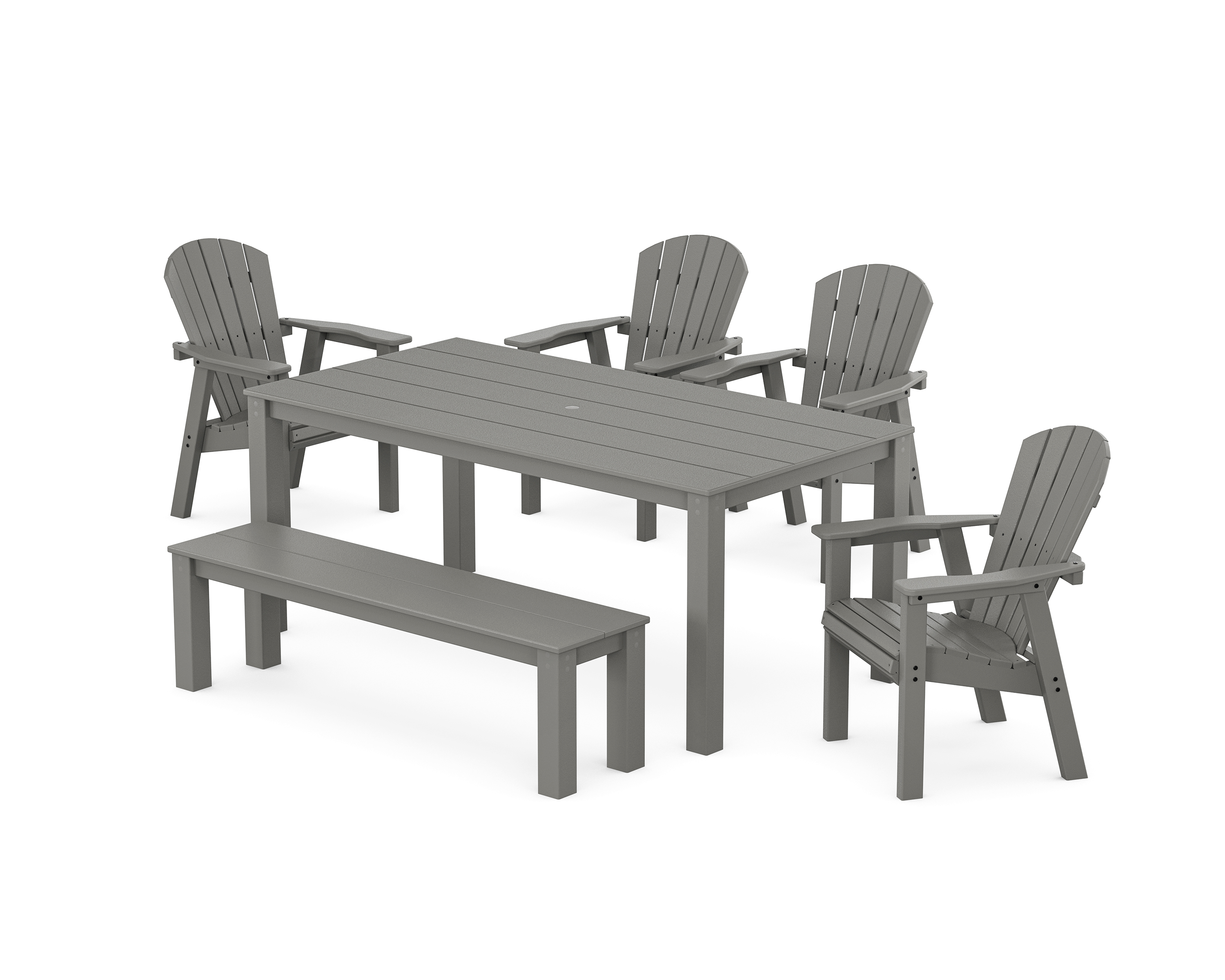 POLYWOOD Seashell 6-Piece Parsons Dining Set with Bench