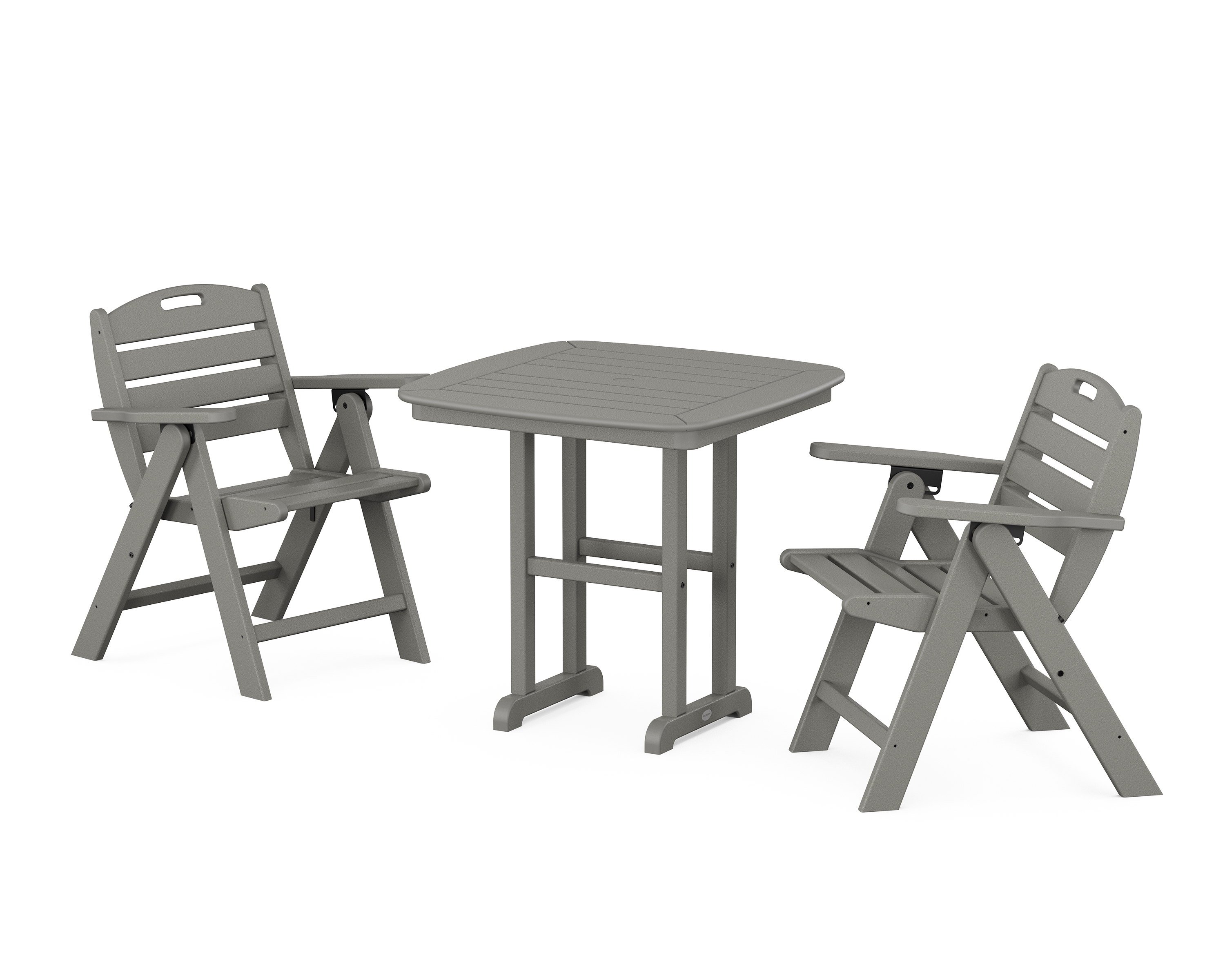 POLYWOOD Nautical Folding Lowback Chair 3-Piece Dining Set