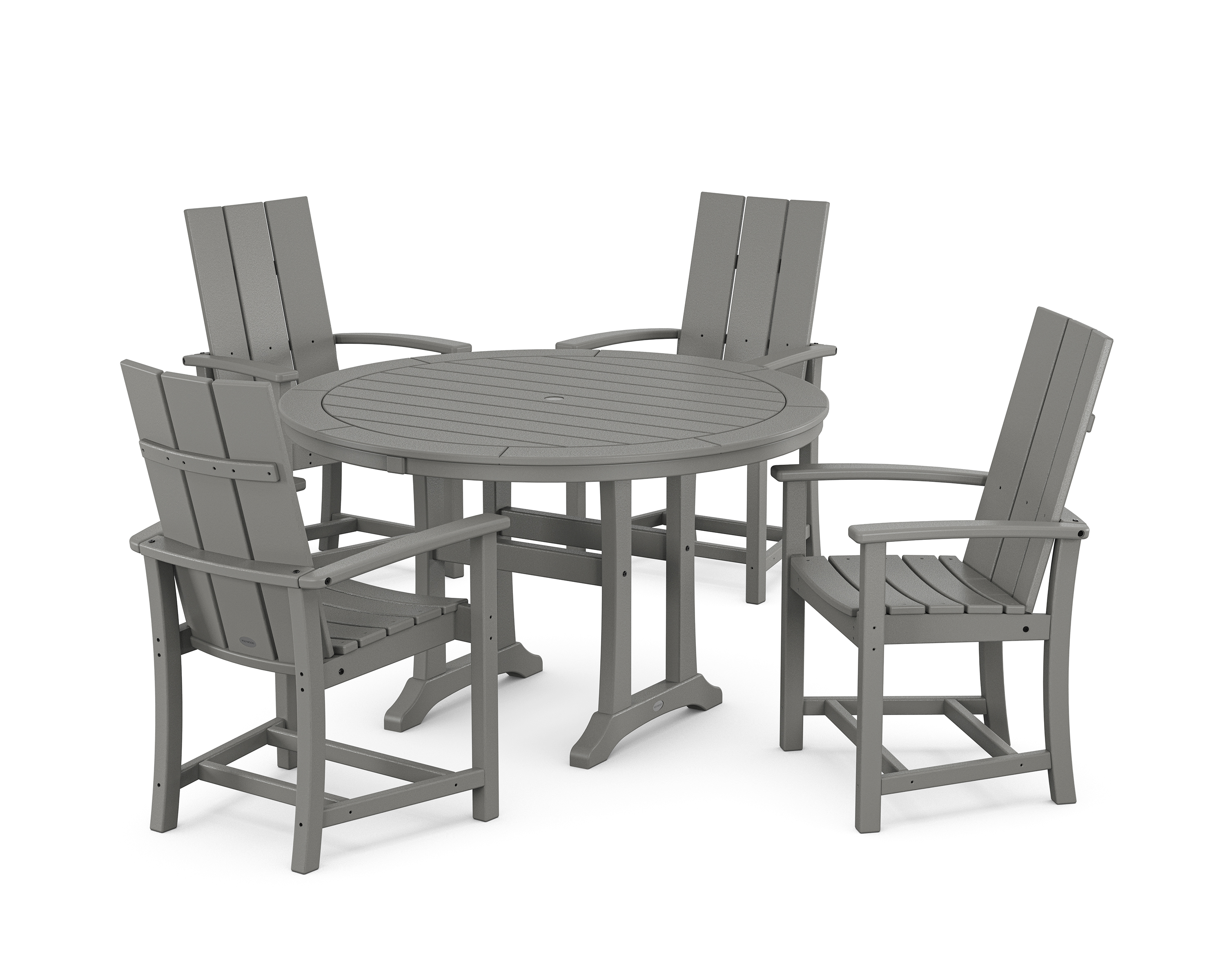 POLYWOOD Modern Adirondack 5-Piece Round Dining Set with Trestle Legs