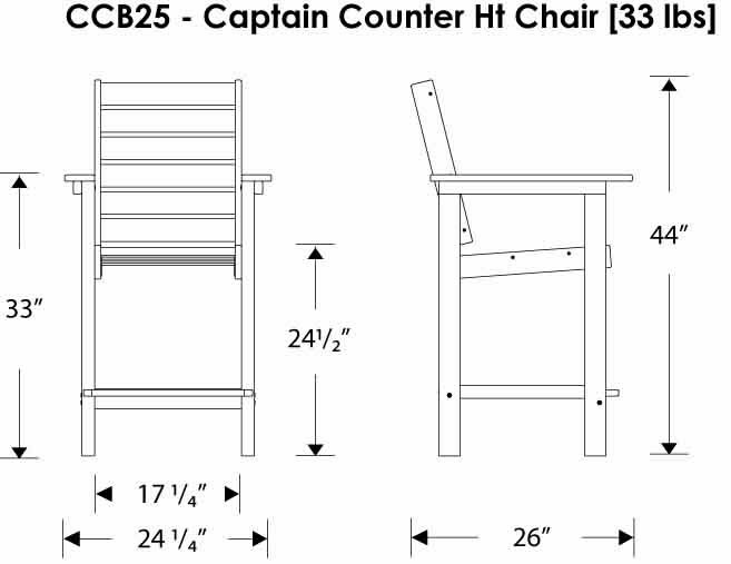 POLYWOOD Captain Counter 25 in Bistro Set