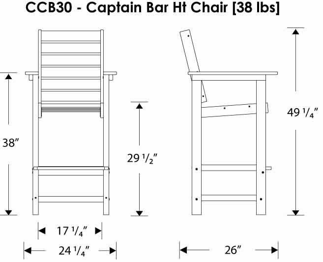 POLYWOOD Captain Bar Chair