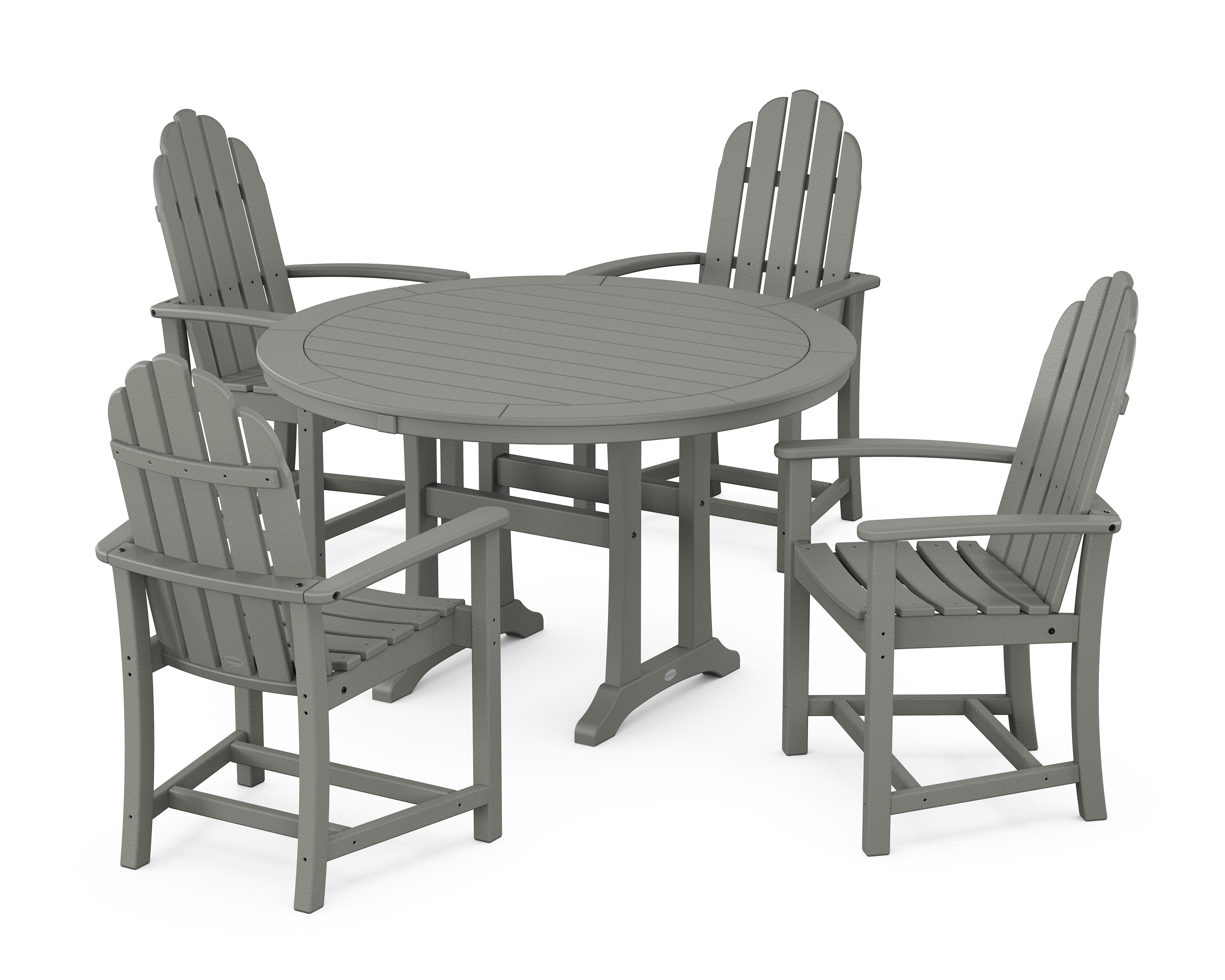 POLYWOOD Classic Adirondack 5-Piece Round Dining Set with Trestle Legs