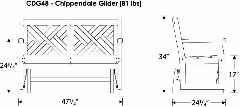 POLYWOOD Chippendale 48 in Glider Bench