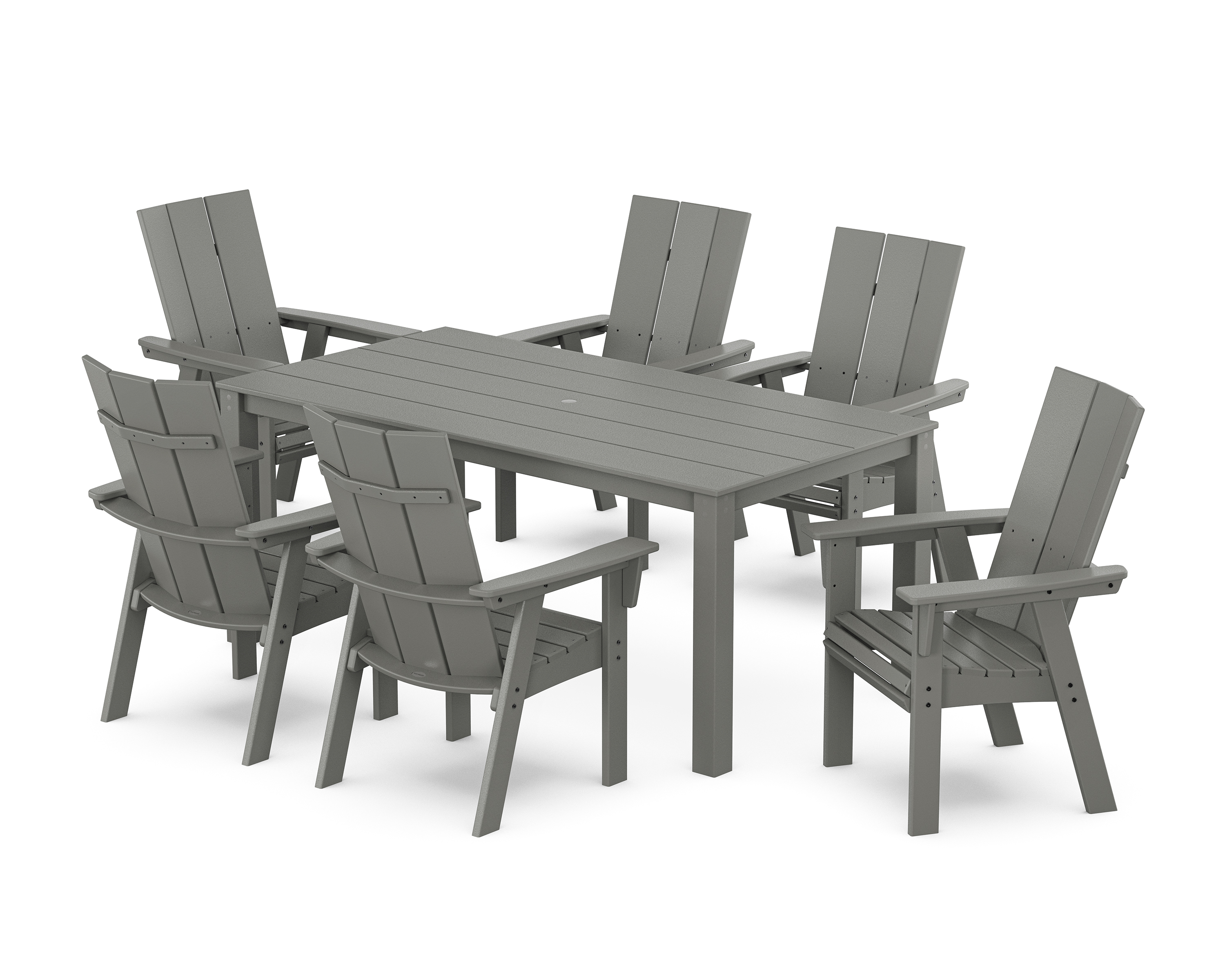 POLYWOOD Modern Curveback Adirondack 7-Piece Parsons Dining Set