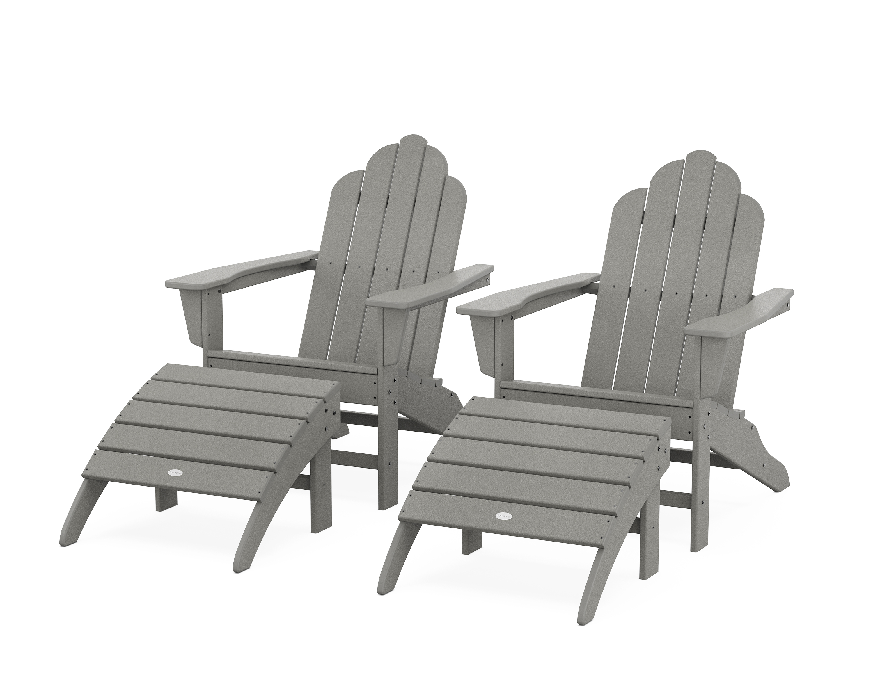 POLYWOOD Long Island Adirondack Chair 4-Piece Set with Ottomans