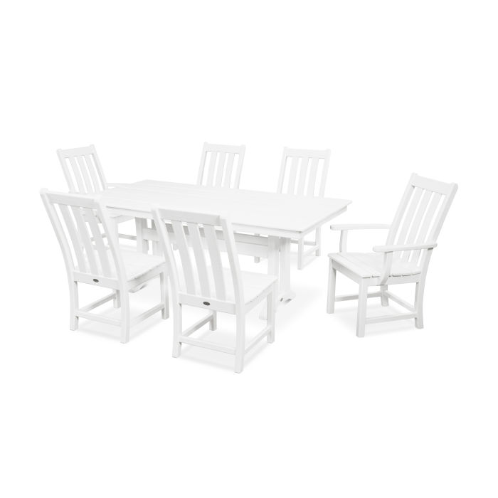 POLYWOOD® Vineyard 7-Piece Farmhouse Dining Set with Trestle Legs