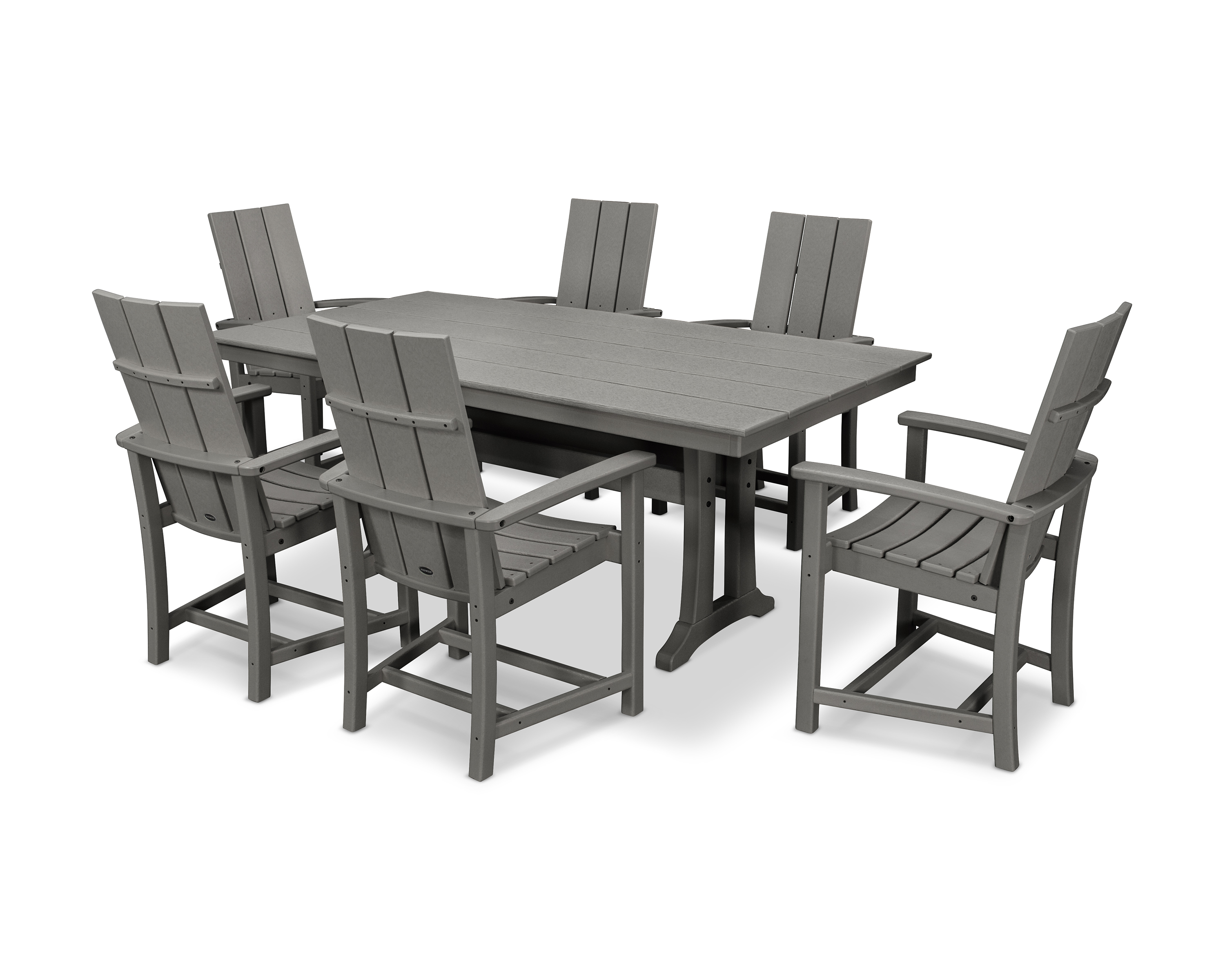 POLYWOOD Modern Adirondack 7-Piece Farmhouse Dining Set with Trestle Legs