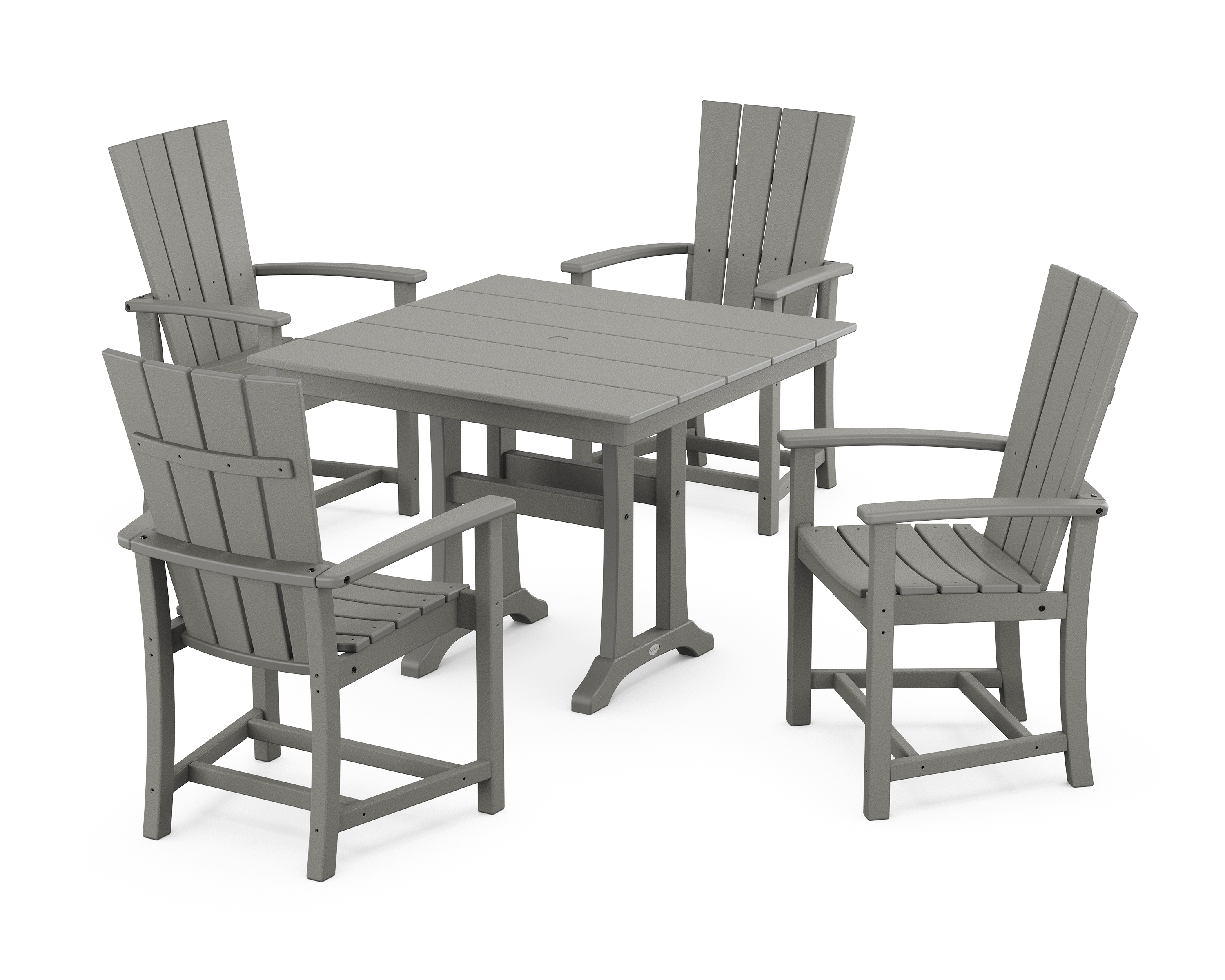 POLYWOOD Quattro 5-Piece Farmhouse Dining Set With Trestle Legs