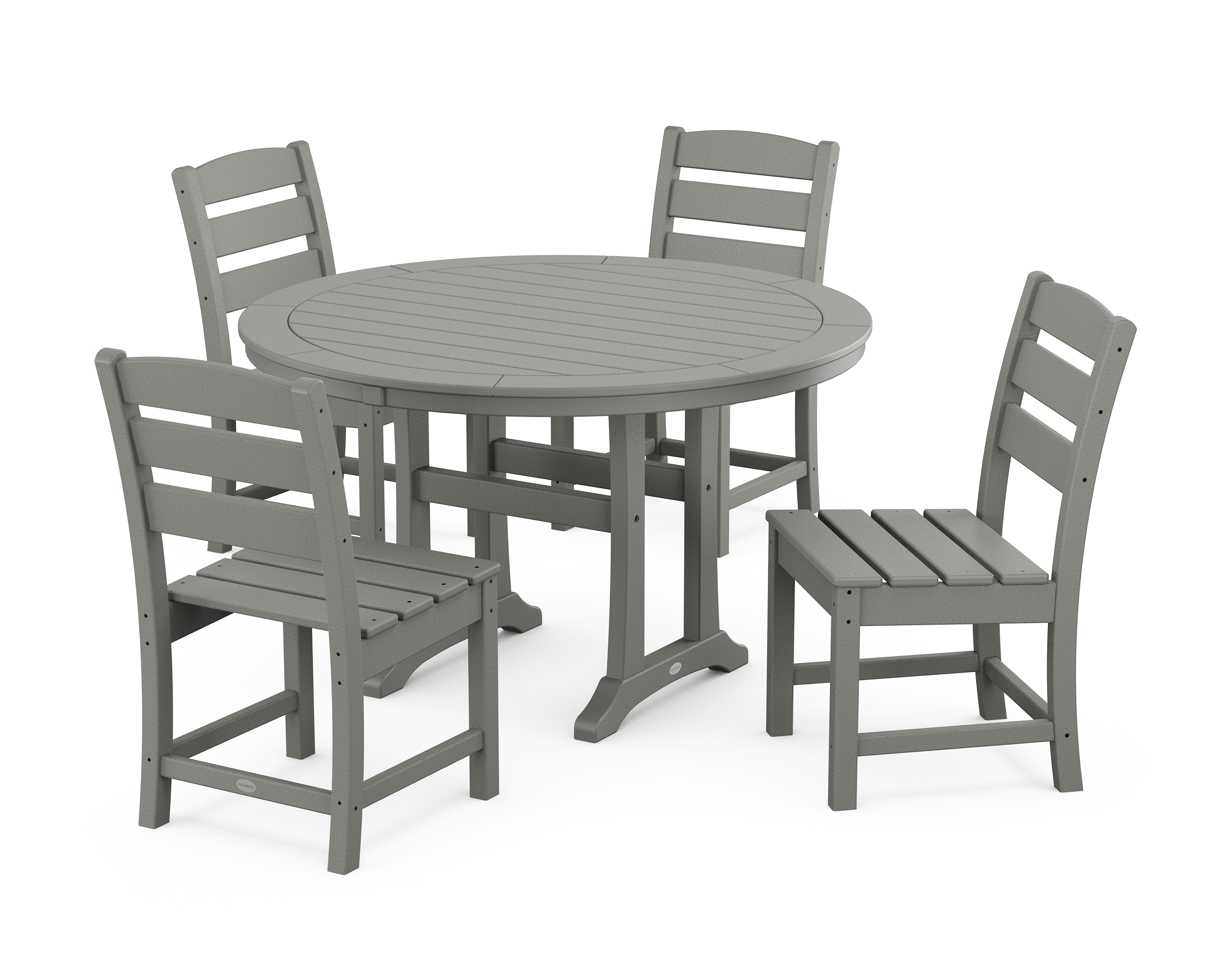 POLYWOOD Lakeside Side Chair 5-Piece Round Dining Set With Trestle Legs
