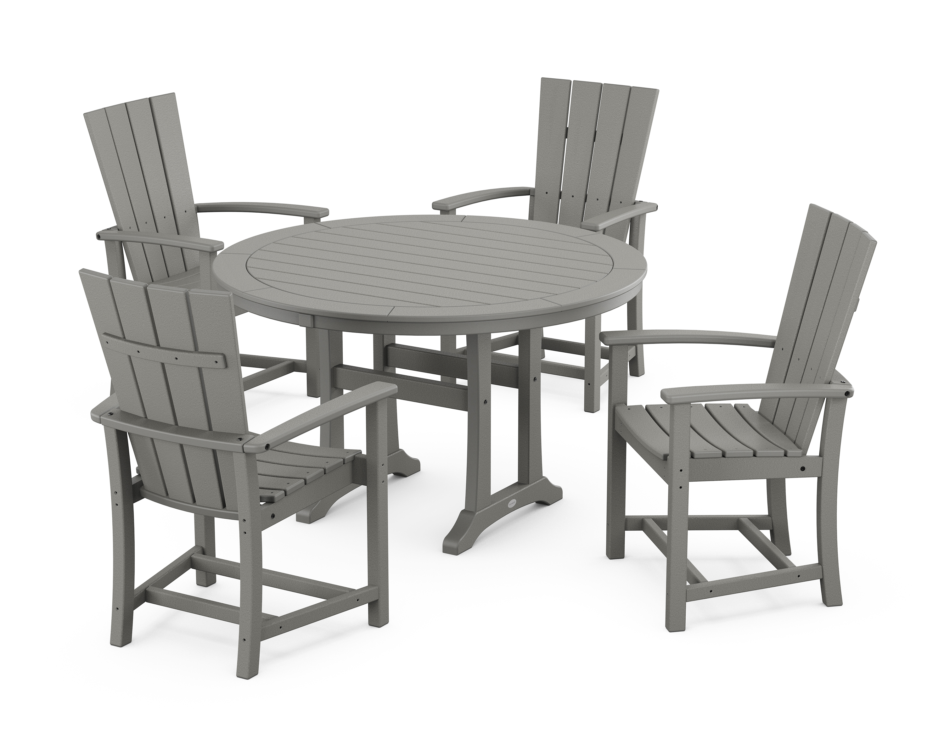 POLYWOOD Quattro 5-Piece Round Dining Set with Trestle Legs
