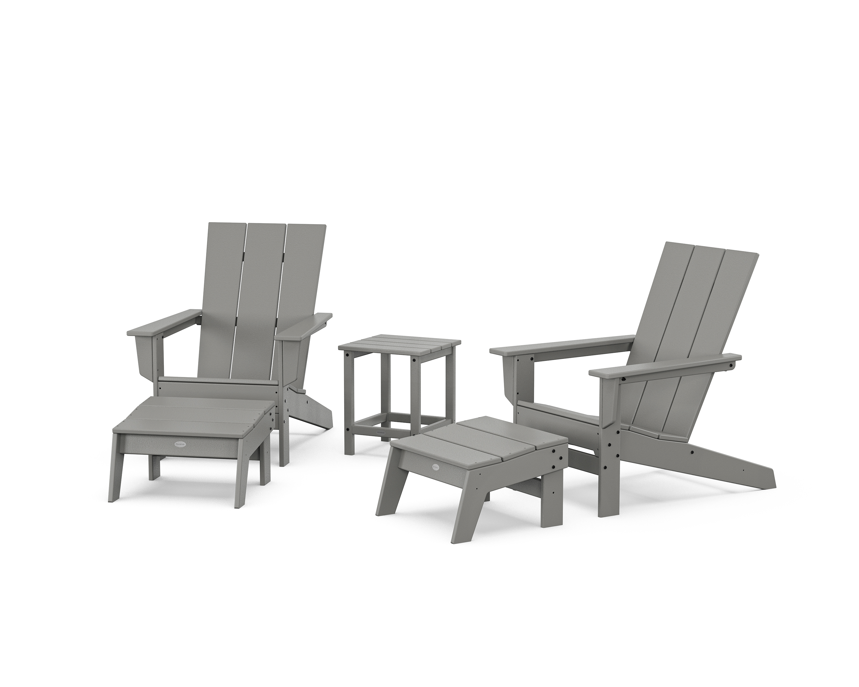 POLYWOOD 5-Piece Modern Studio Adirondack Set with Ottomans and Side Table