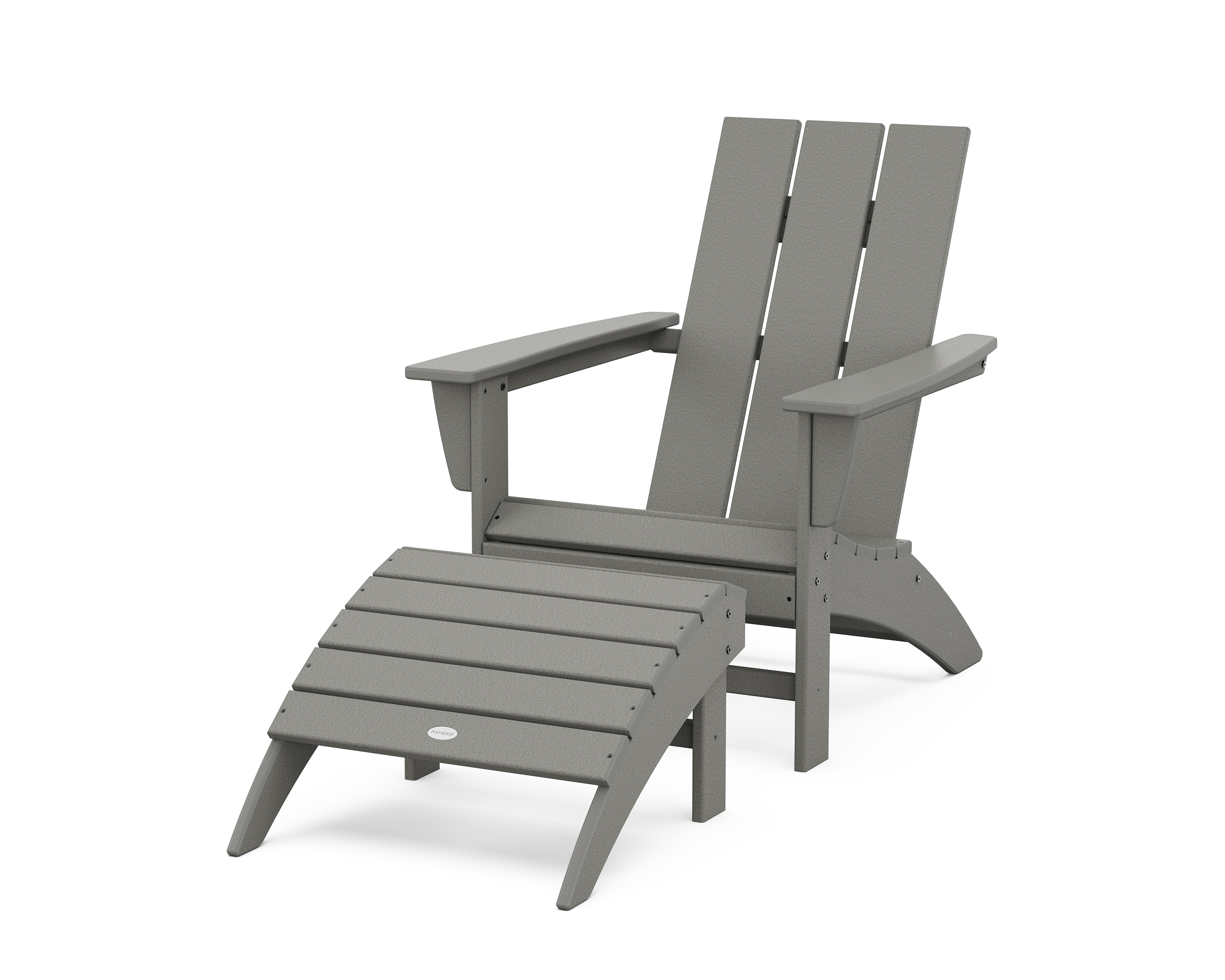 POLYWOOD Modern Adirondack Chair 2-Piece Set with Ottoman